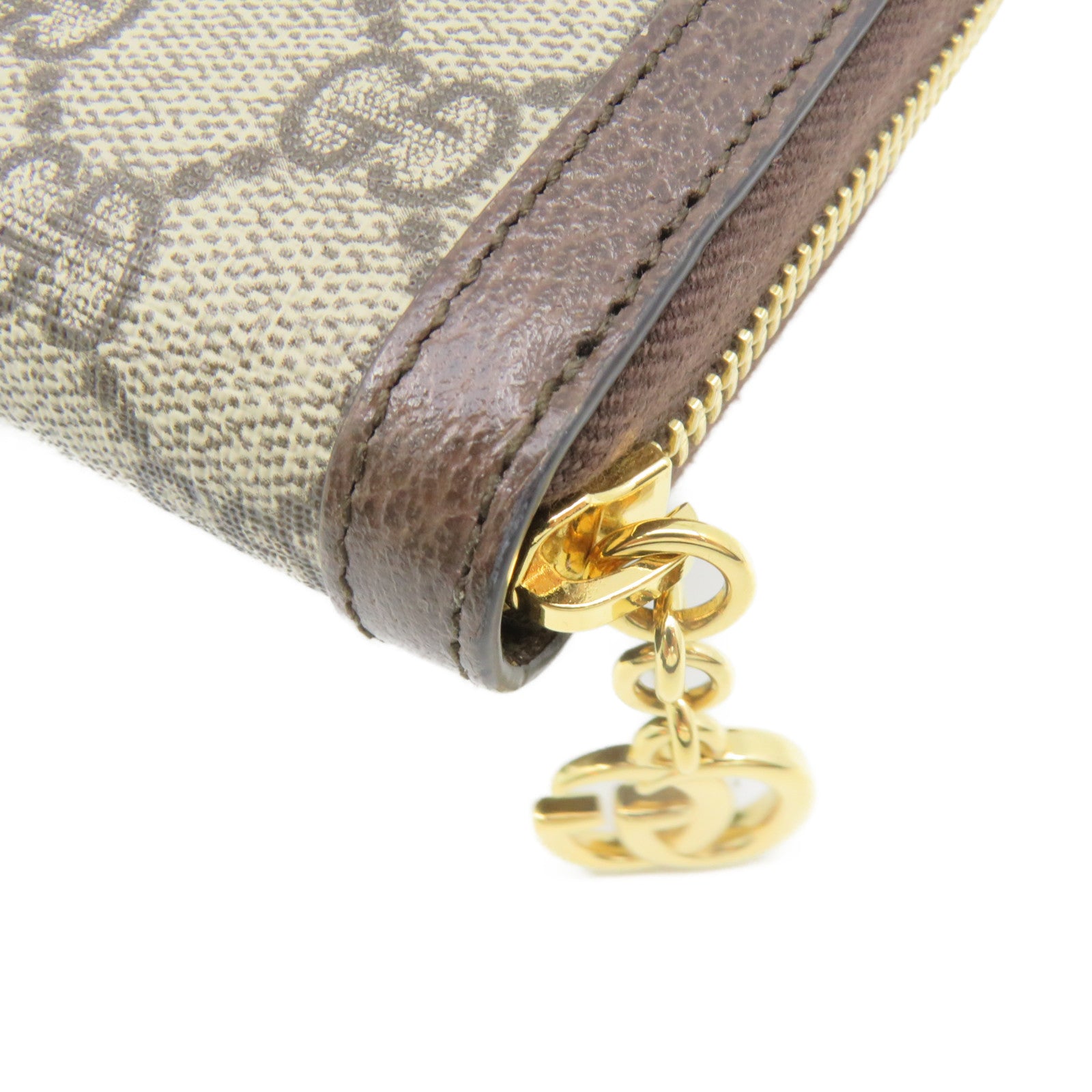 GUCCI Coated Canvas Zipper Long Wallet Zipper Long Wallet Brown