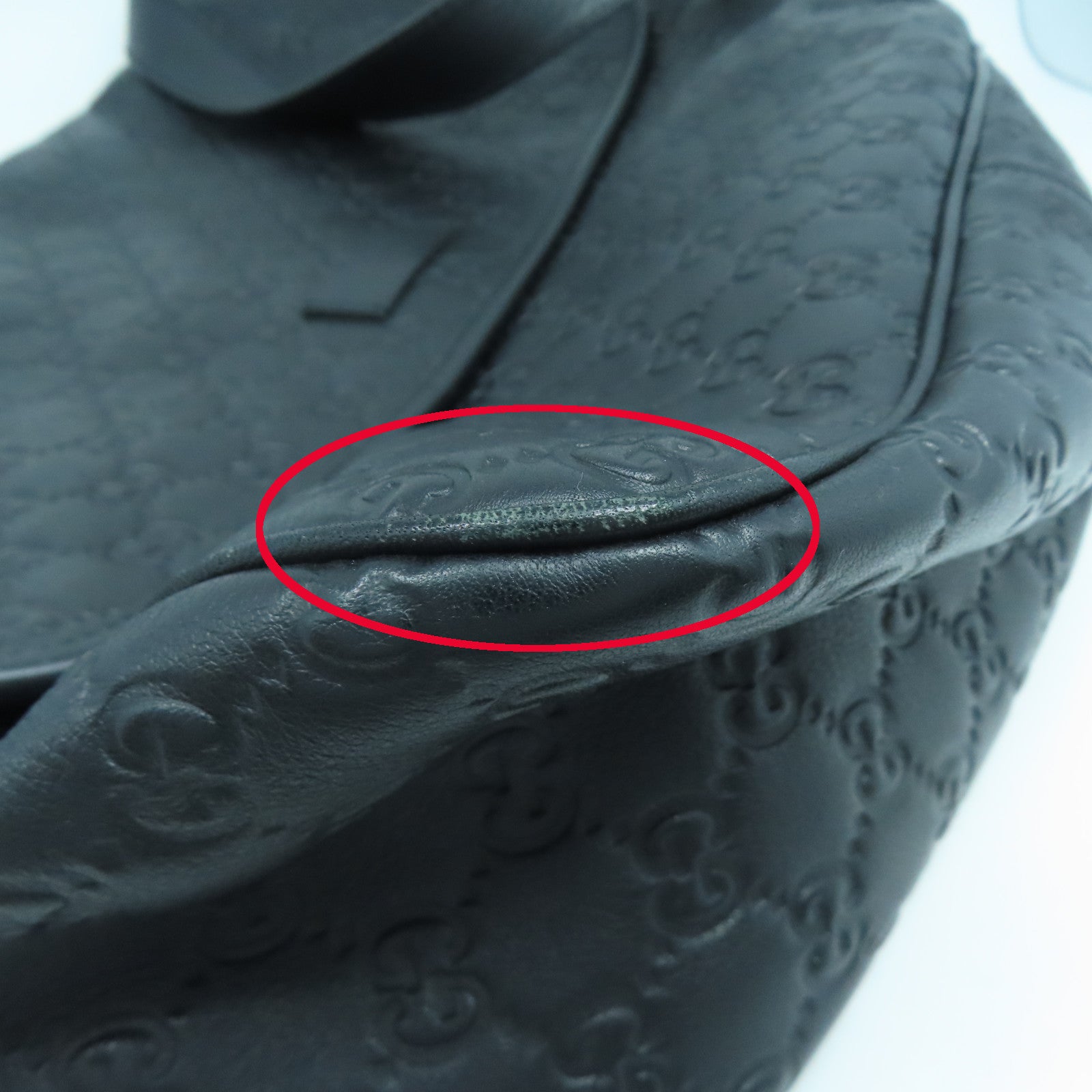 GUCCI 牛皮皮革Shoulder Bag銀扣肩背袋黑色