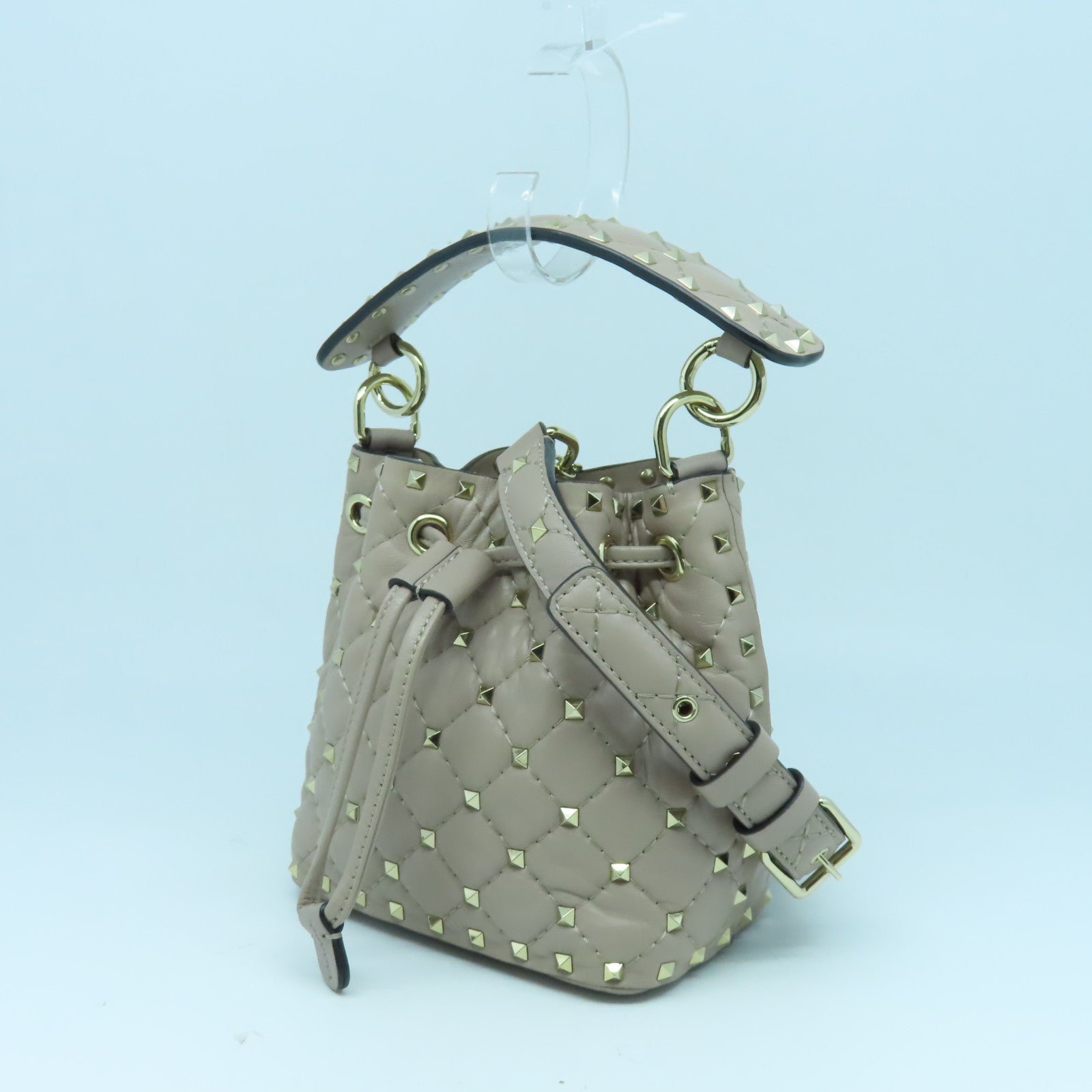 Valentino 菱格牛皮皮革2 Way Shoulder Bag金扣手挽肩背兩用袋粉紅色