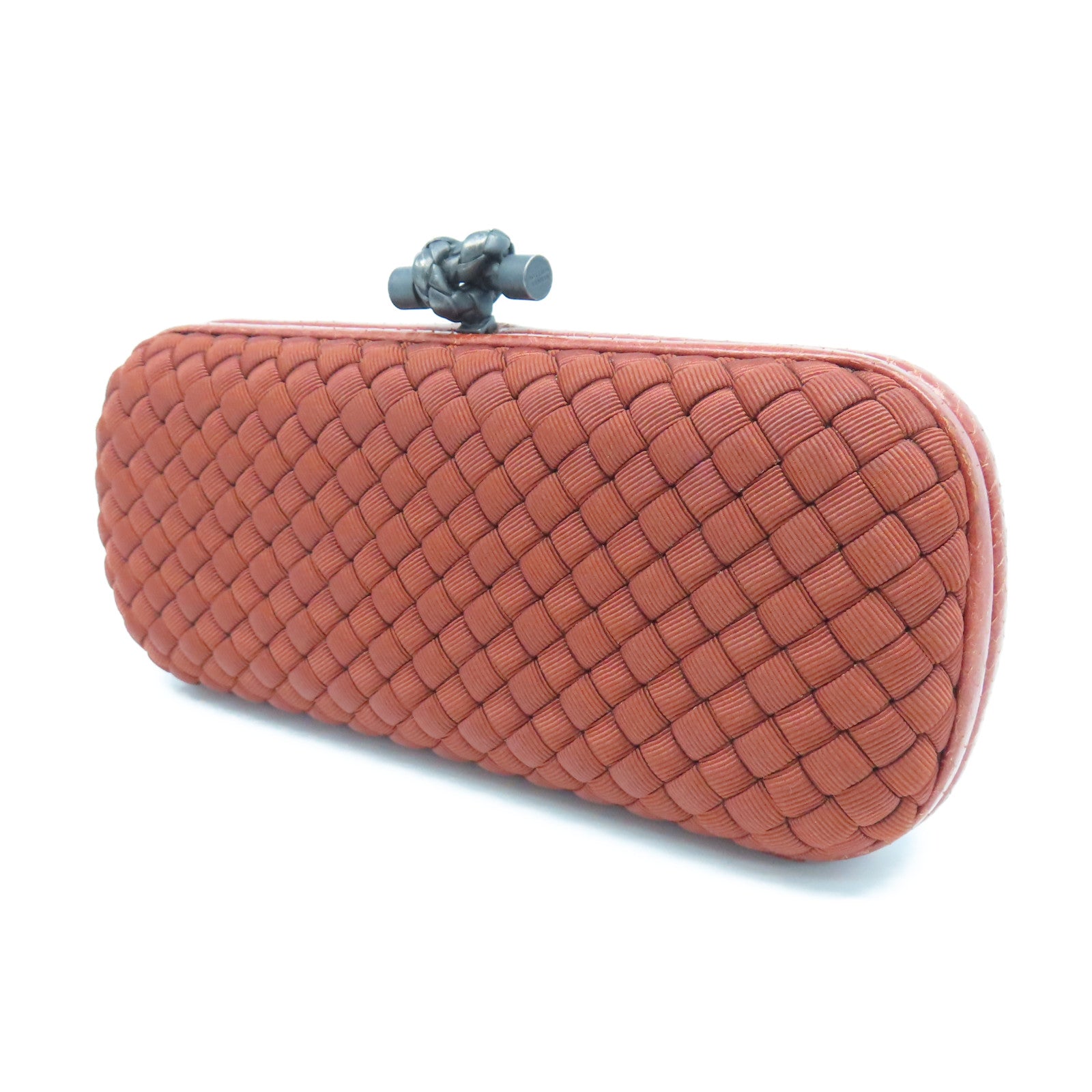 Bottega Veneta Satin Intrecciato Clutch Red