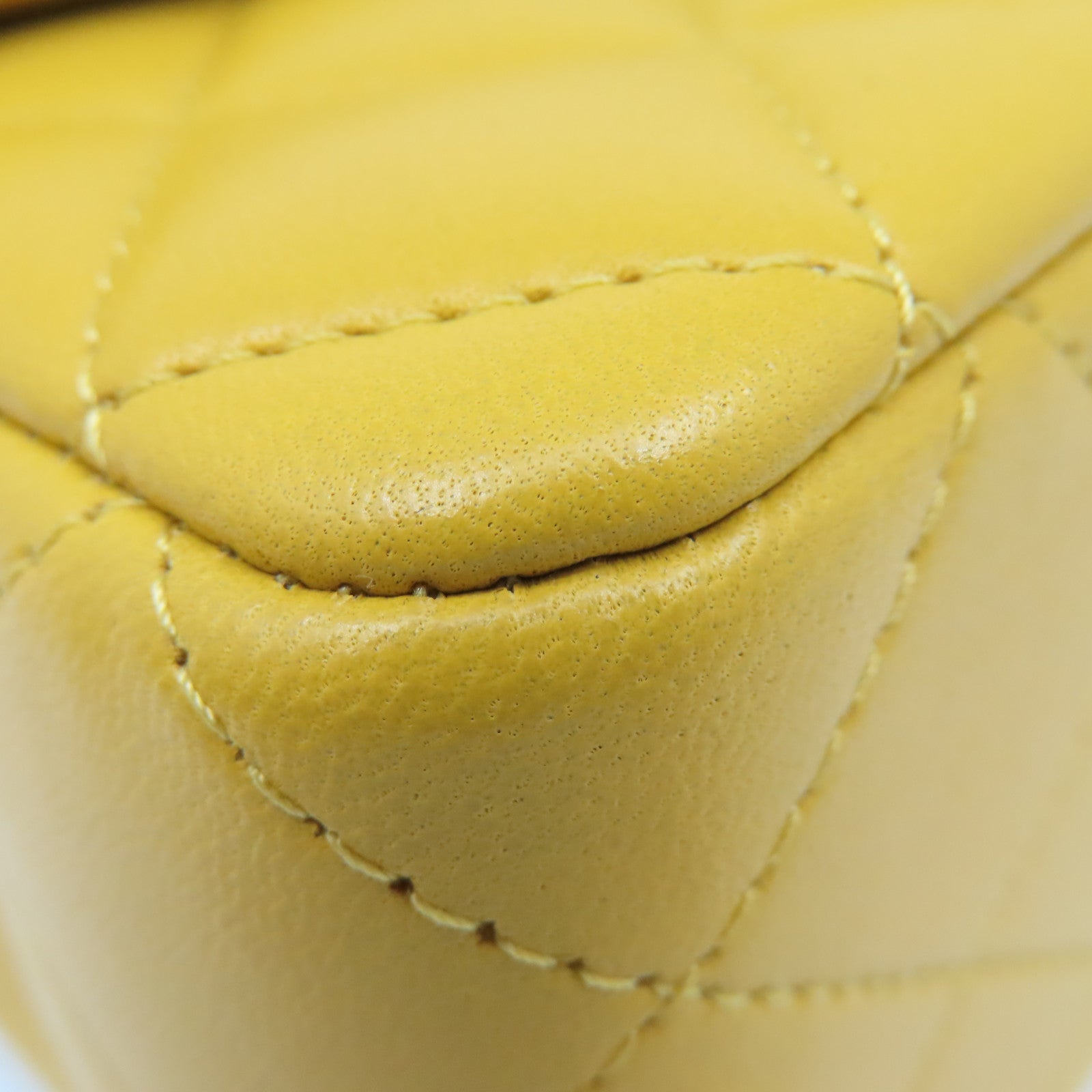 CHANEL 菱格羊皮皮革Flap Bag With Handle Shoulder Bag金扣鏈帶手挽肩背兩用袋黃色
