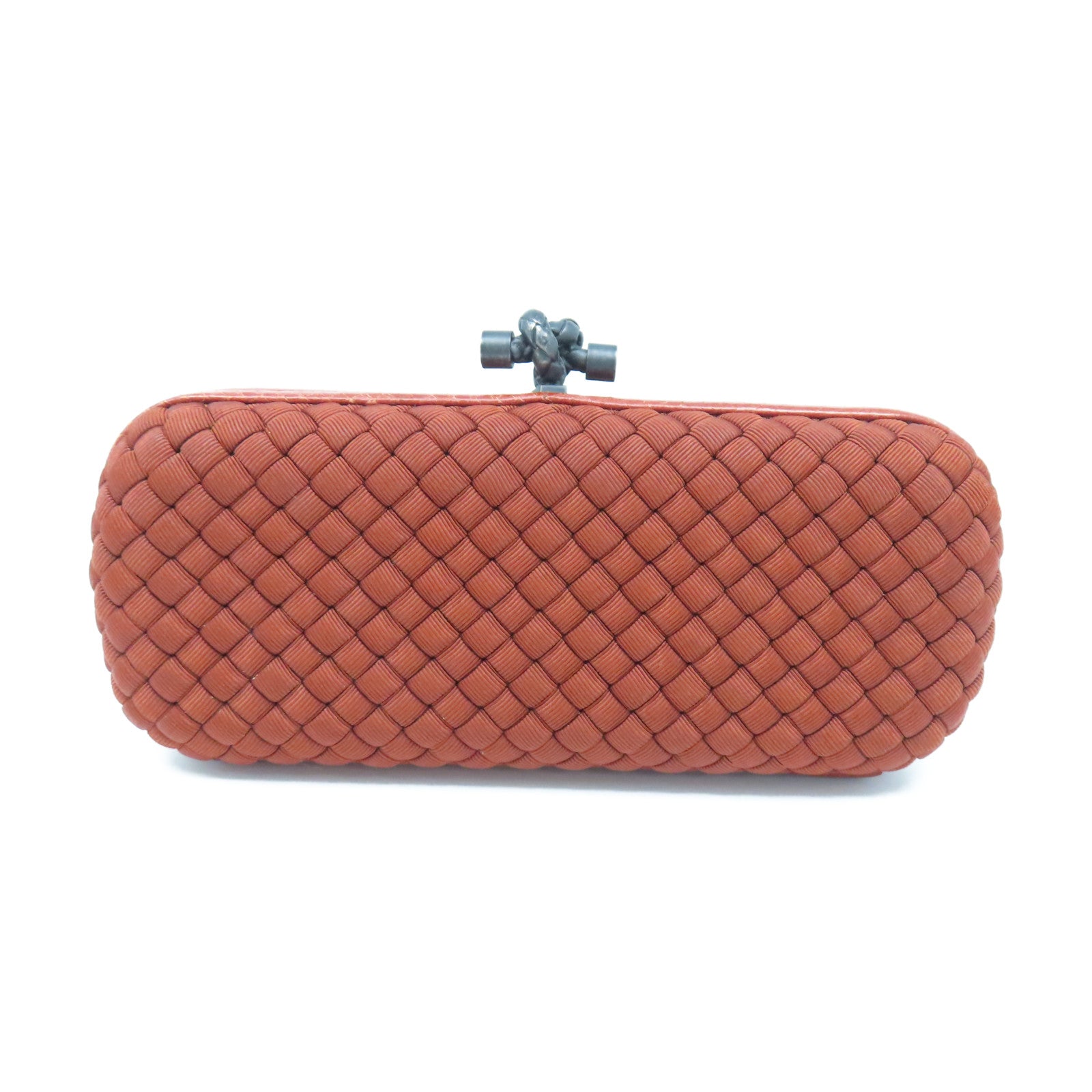 Bottega Veneta Satin Intrecciato Clutch Red