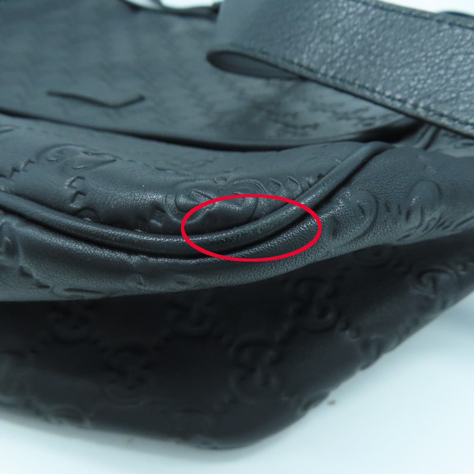 GUCCI 牛皮皮革Shoulder Bag銀扣肩背袋黑色