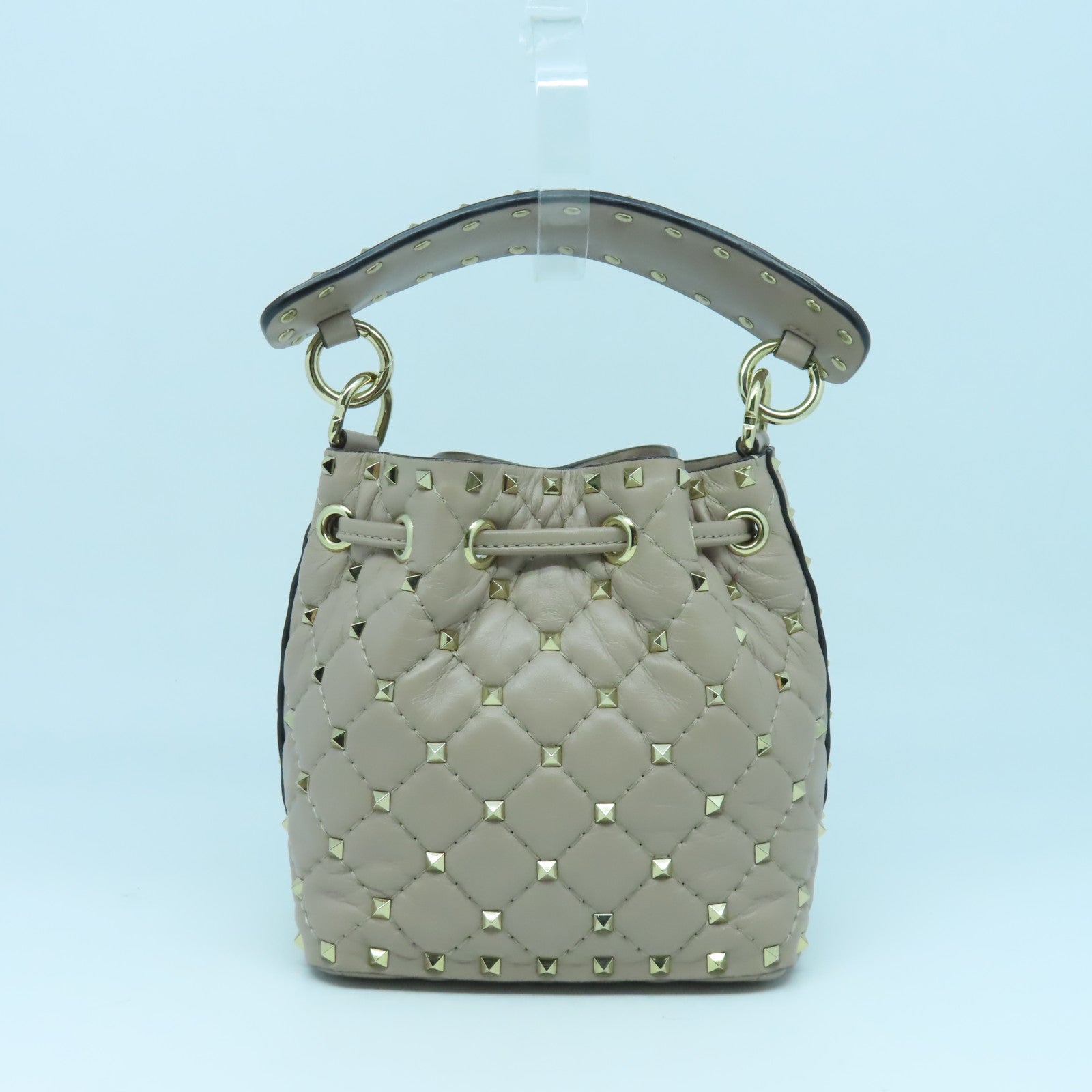 Valentino 菱格牛皮皮革2 Way Shoulder Bag金扣手挽肩背兩用袋粉紅色