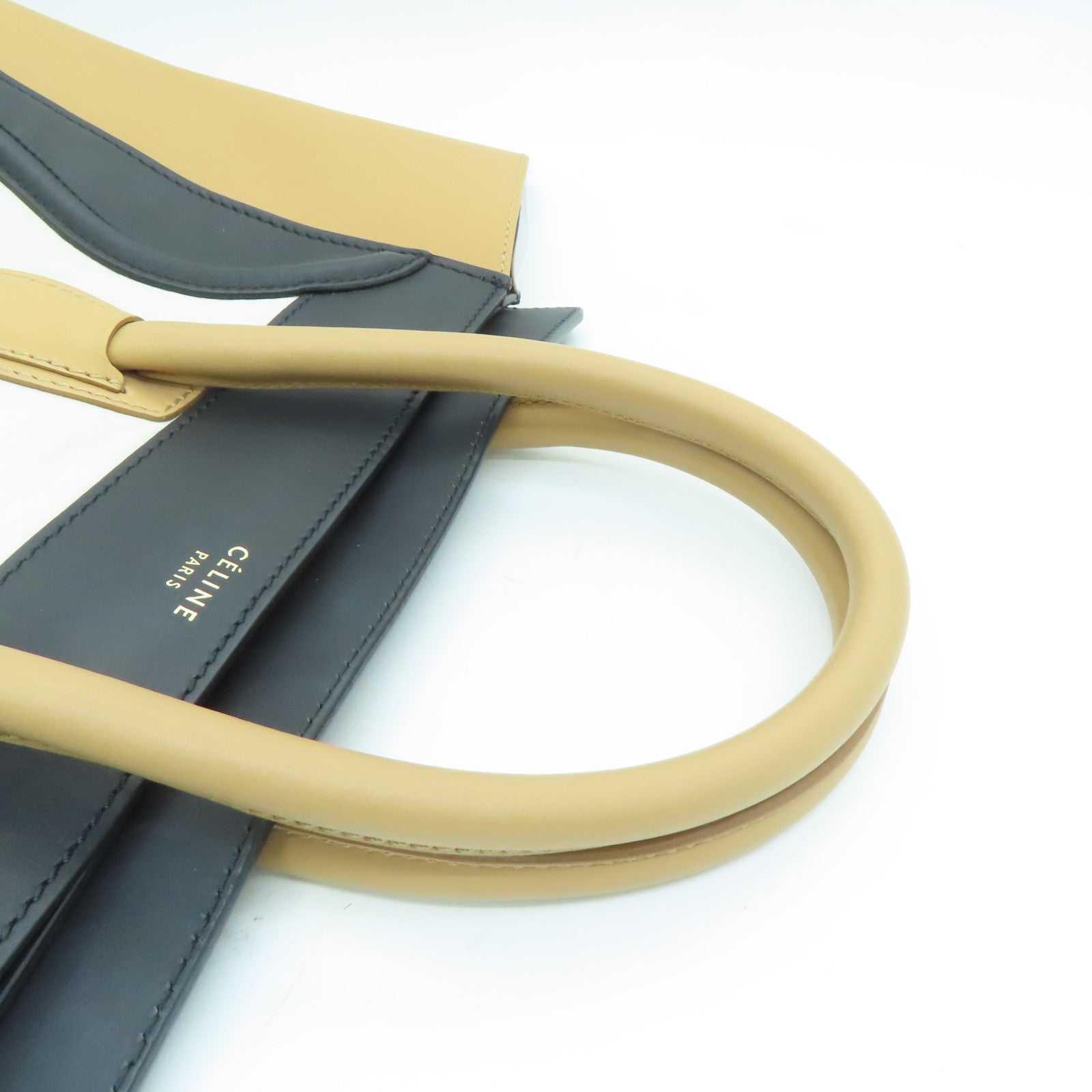 CELINE 牛皮皮革Mini Luggage金扣手挽袋米色/白色/黑色
