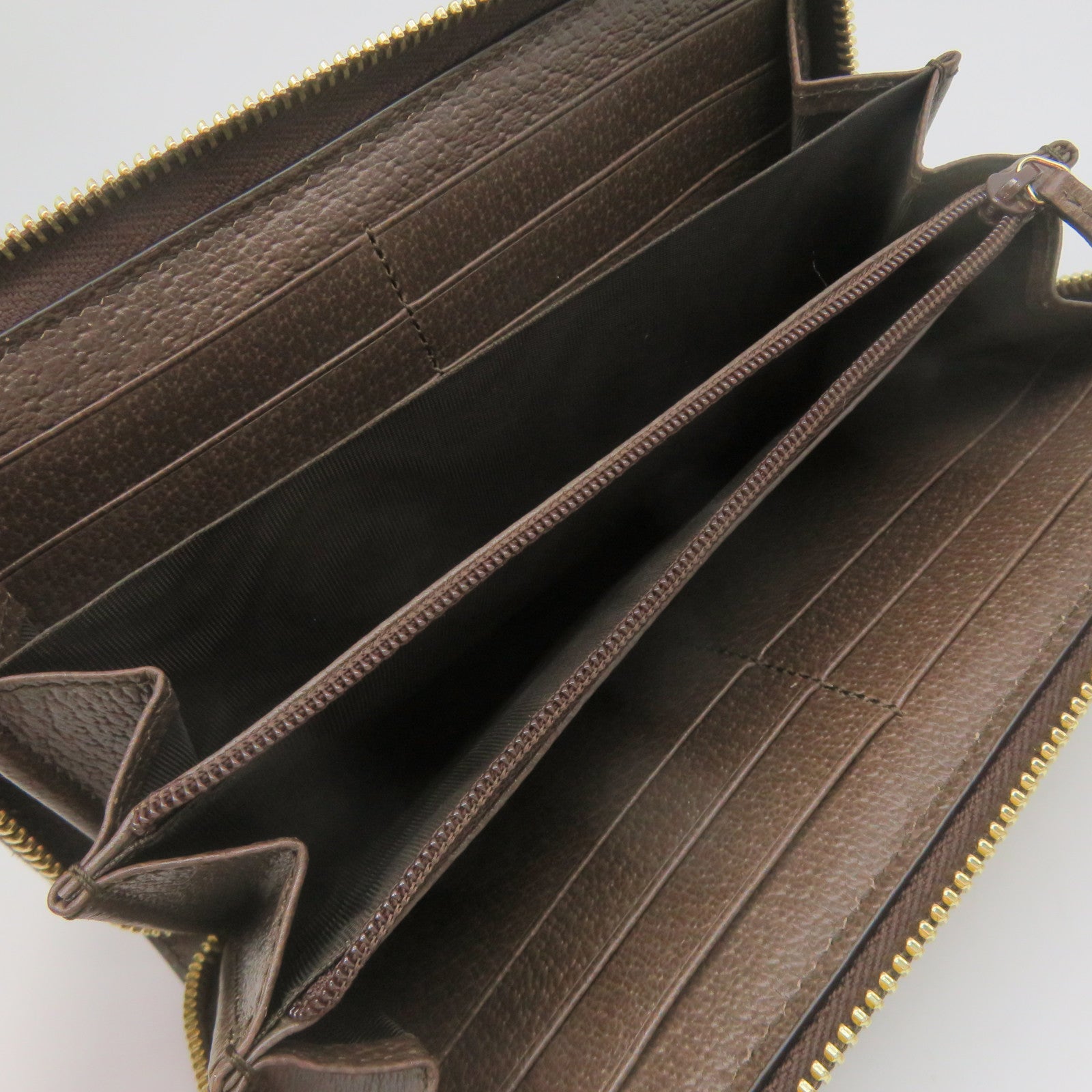 GUCCI Coated Canvas Zipper Long Wallet Zipper Long Wallet Brown