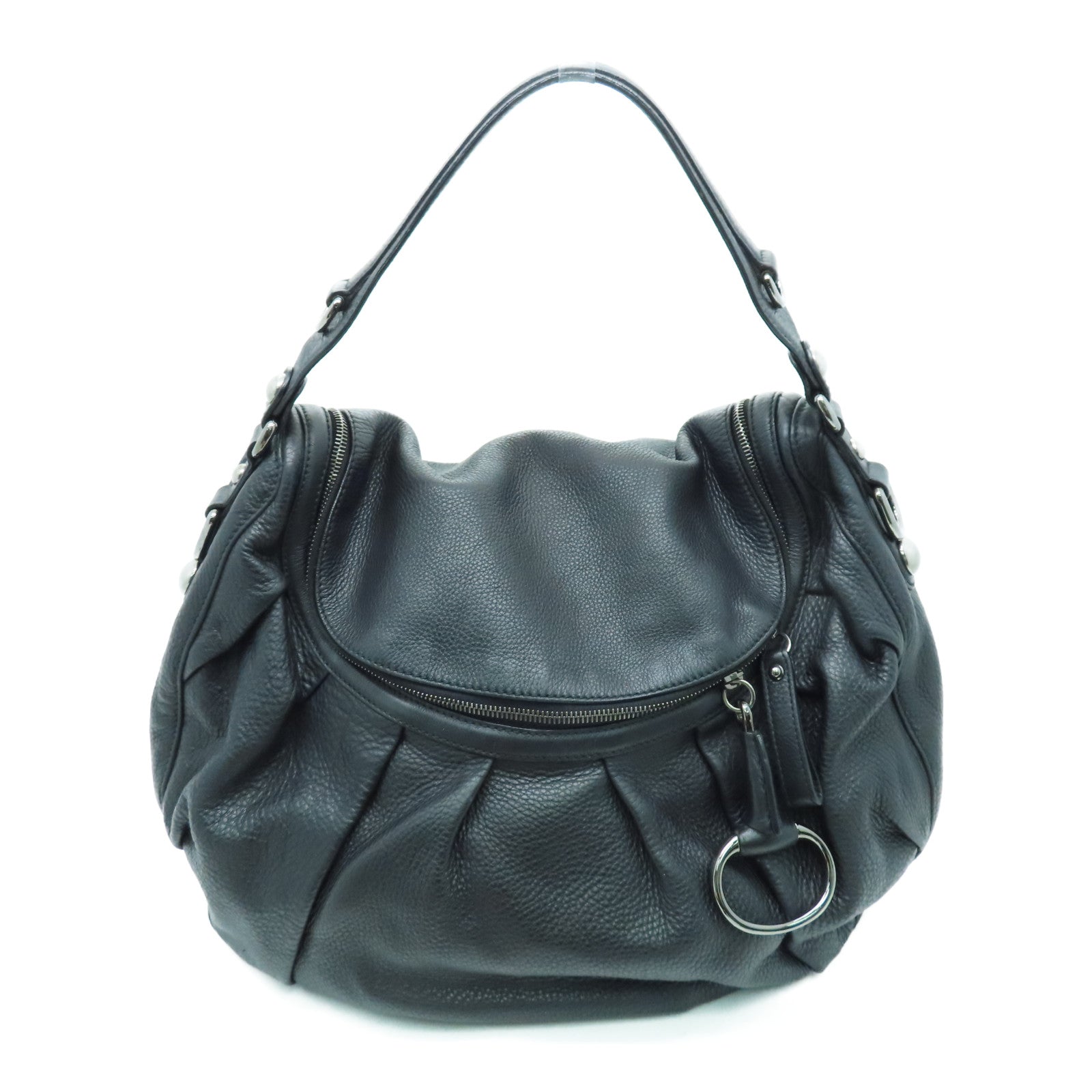 GUCCI 牛皮皮革2way Shoulder Bag银扣手挽肩背两用袋黑色