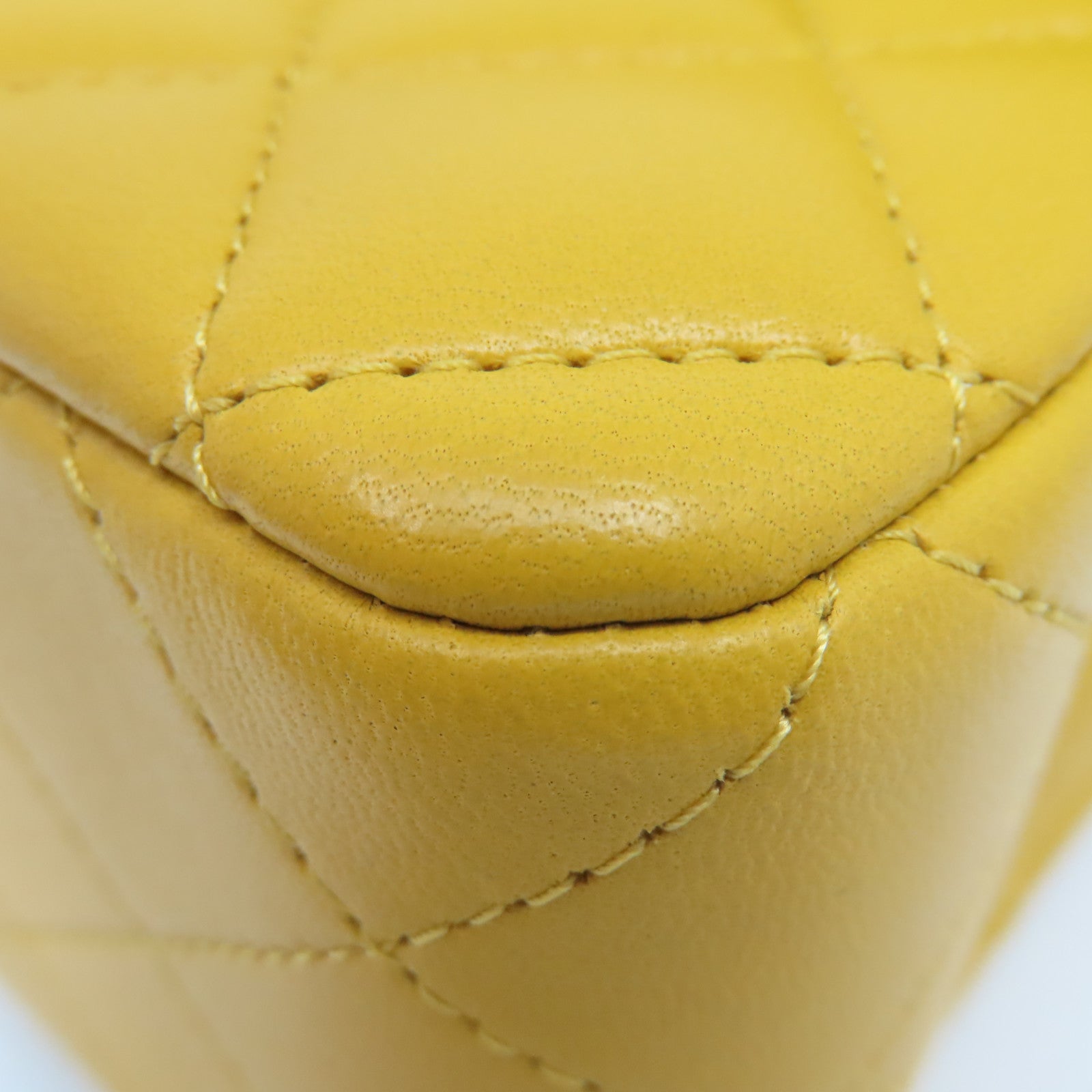 CHANEL 菱格羊皮皮革Flap Bag With Handle Shoulder Bag金扣鏈帶手挽肩背兩用袋黃色