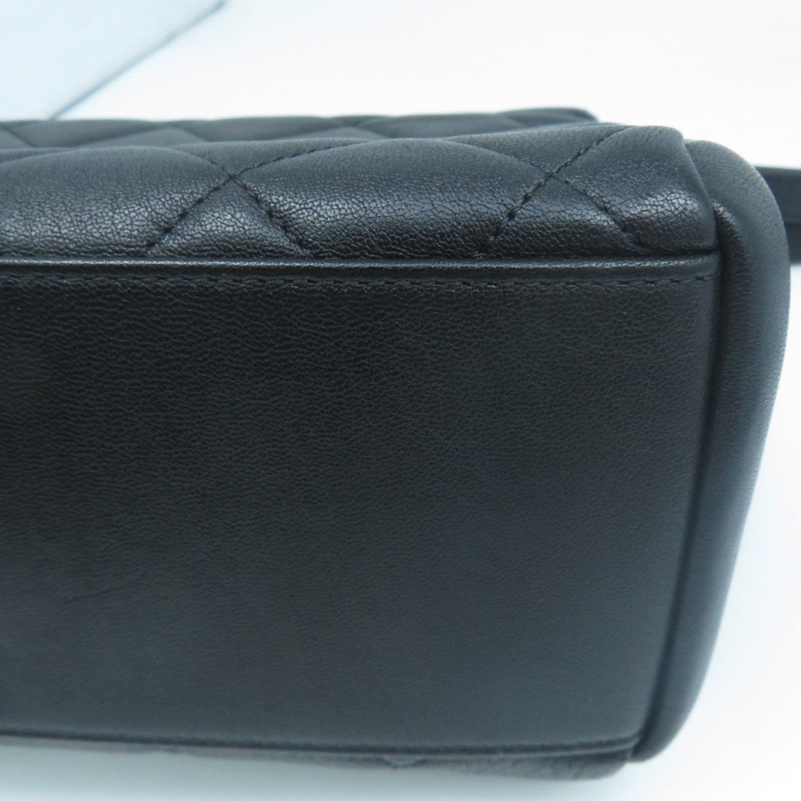 CHANEL 菱格牛皮皮革Shoulder Bag金扣手挽肩背兩用袋黑色