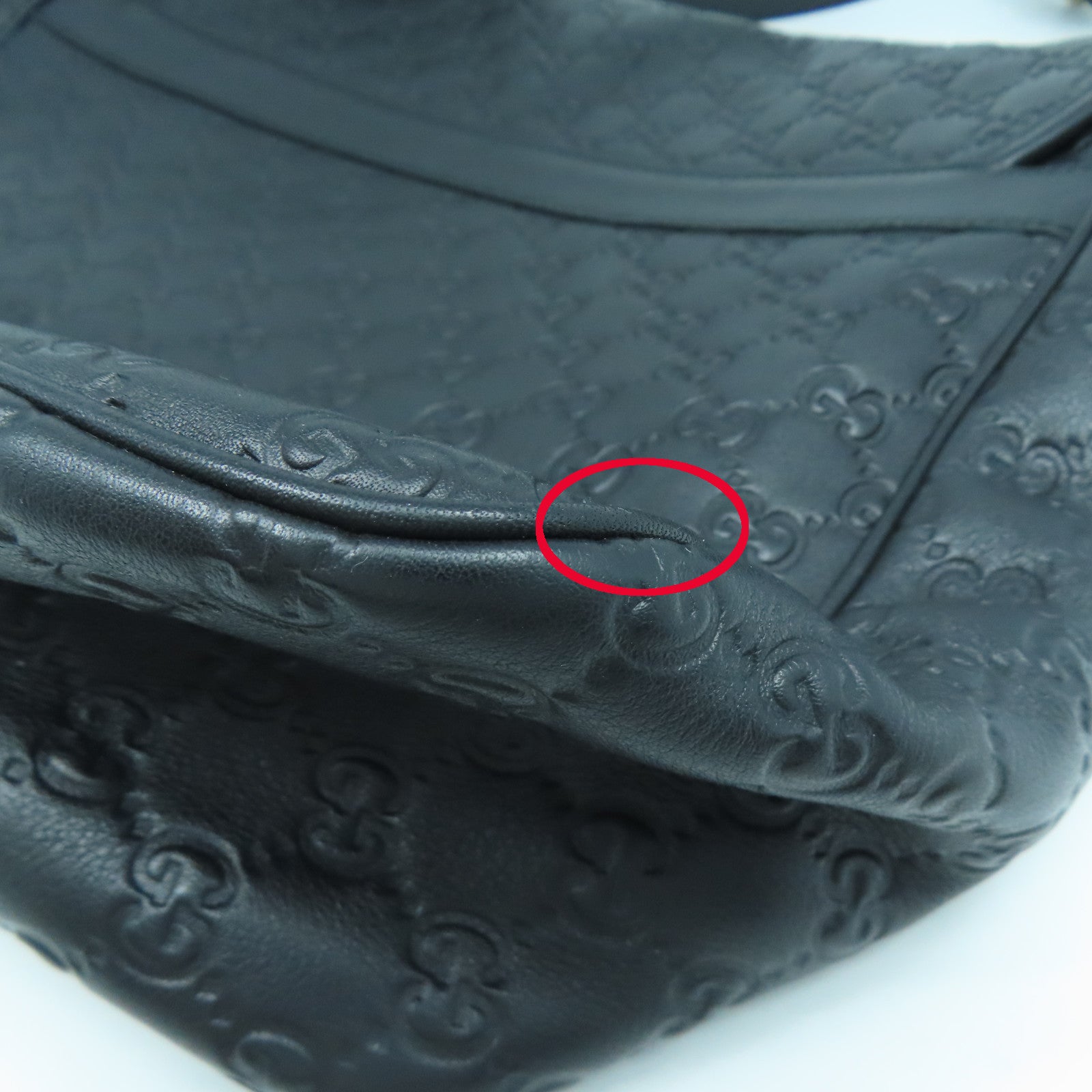 GUCCI 牛皮皮革Shoulder Bag銀扣肩背袋黑色