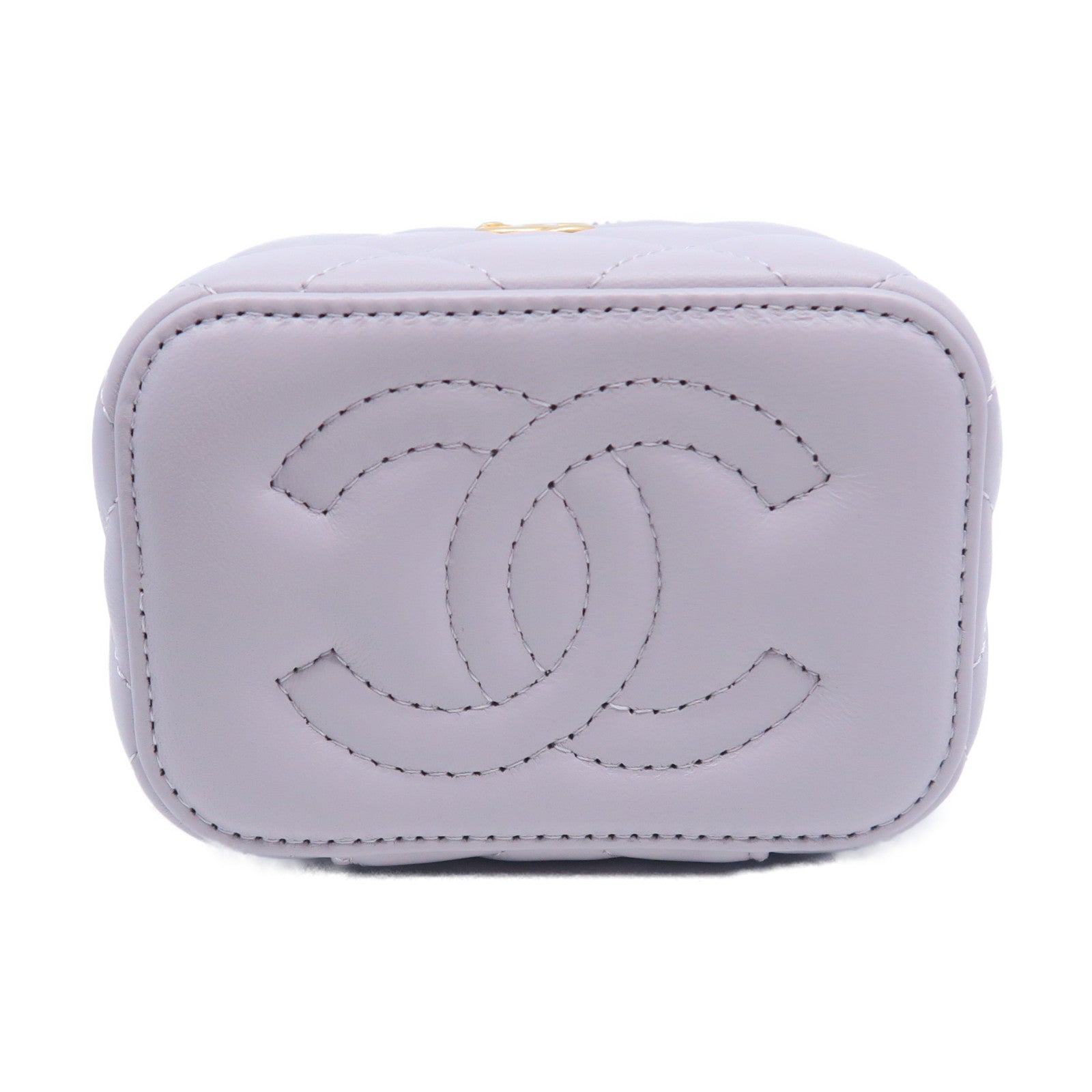 CHANEL 菱格羊皮皮革Chain Shoulder金扣肩背袋灰色