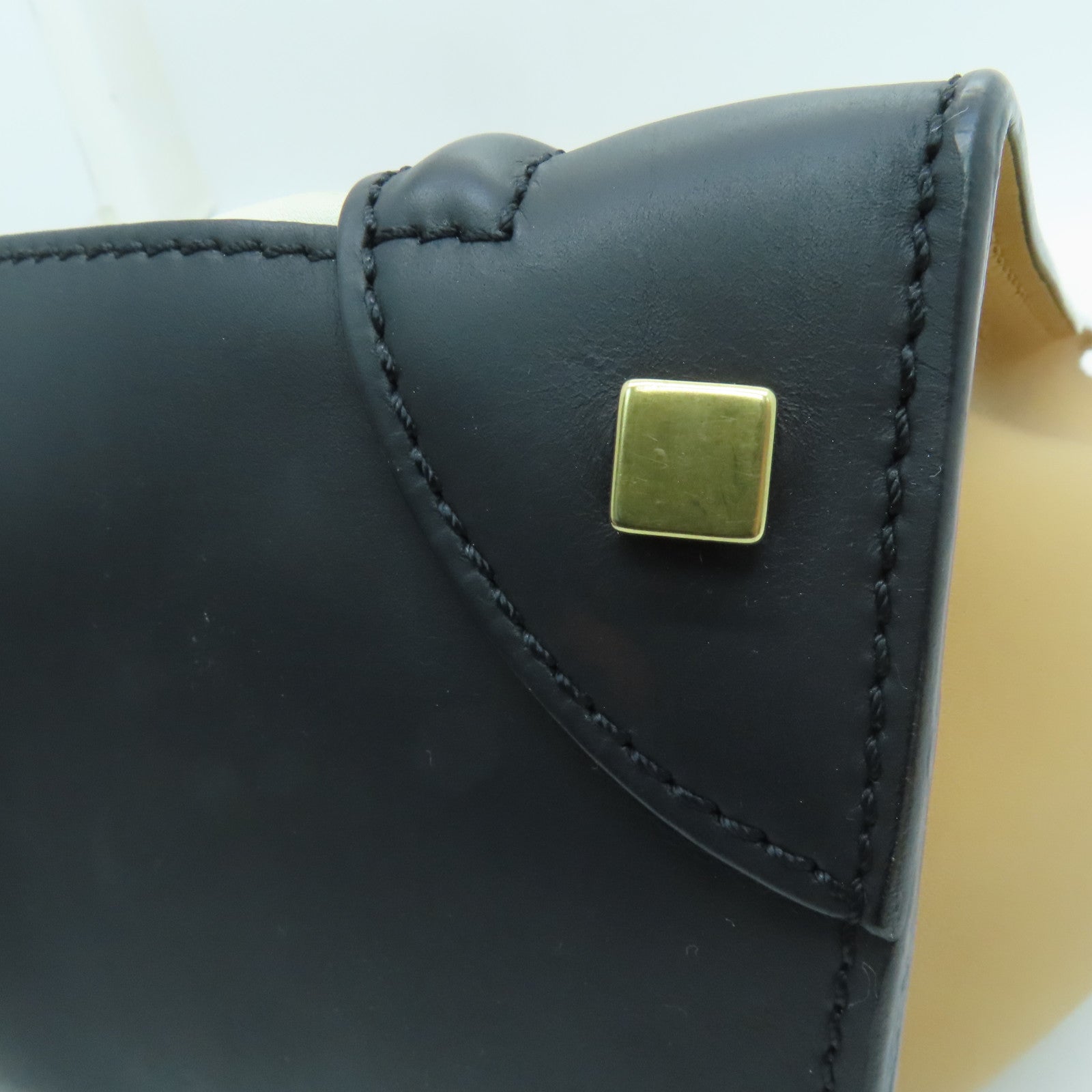 CELINE 牛皮皮革Mini Luggage金扣手挽袋米色/白色/黑色