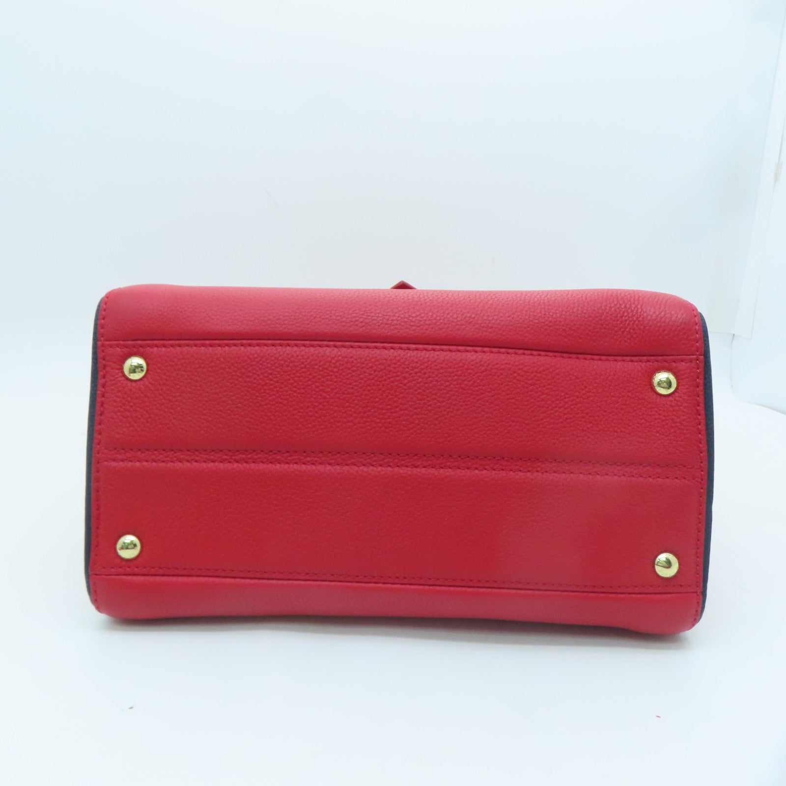 LOUIS VUITTON Monogram/Craft Leather Double V Satchel Gold Buckle Handle Shoulder Bag Red/Brown