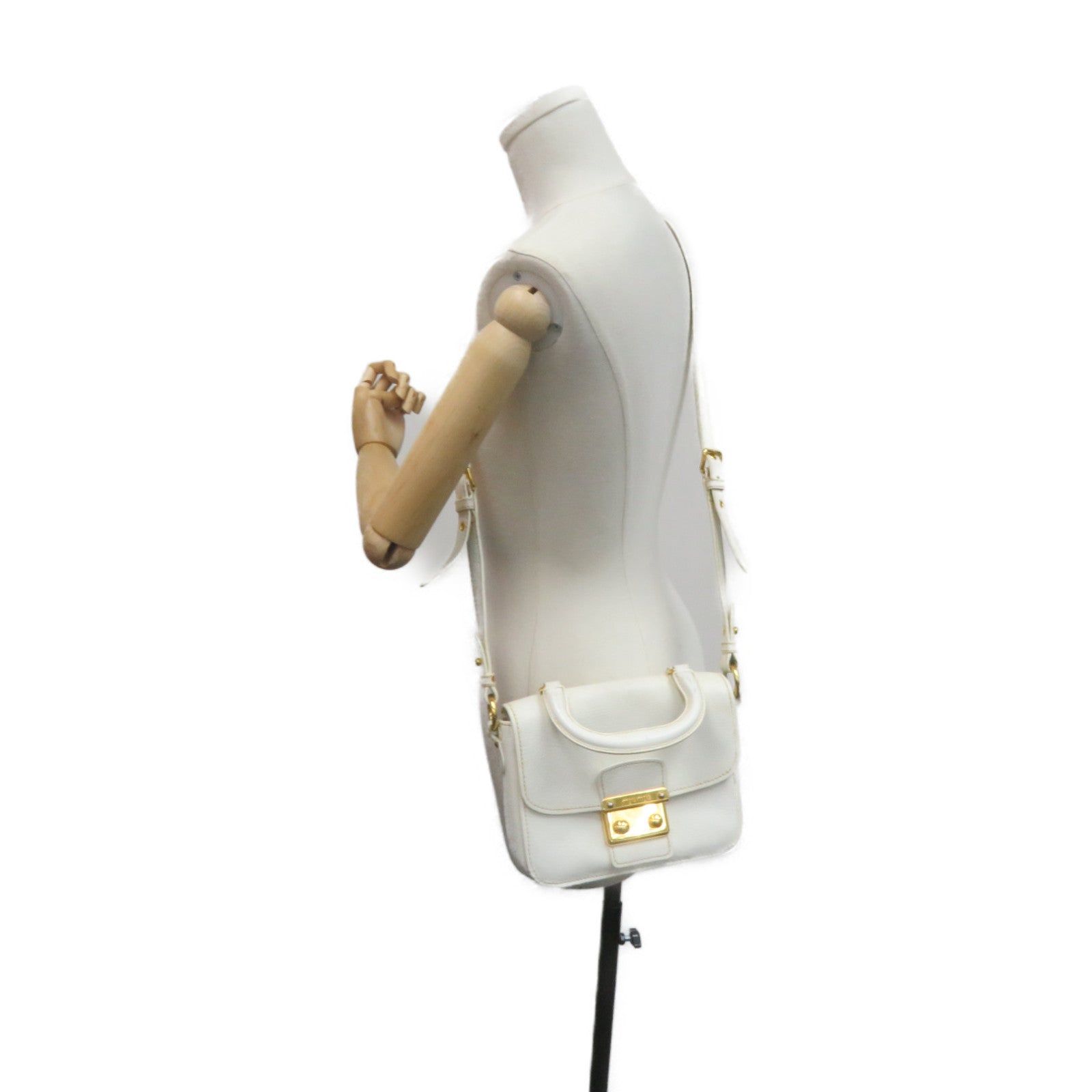 Miu Miu cowhide leather 2Way Shoulder Bag handle shoulder bag off-white