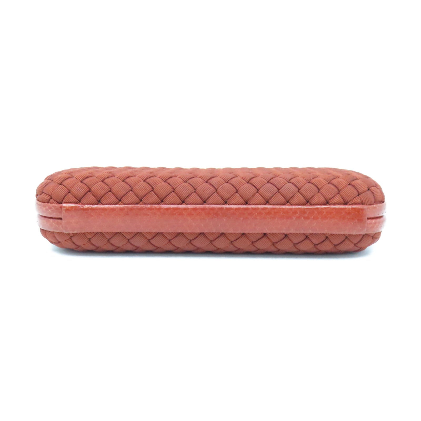 Bottega Veneta Satin Intrecciato Clutch Red