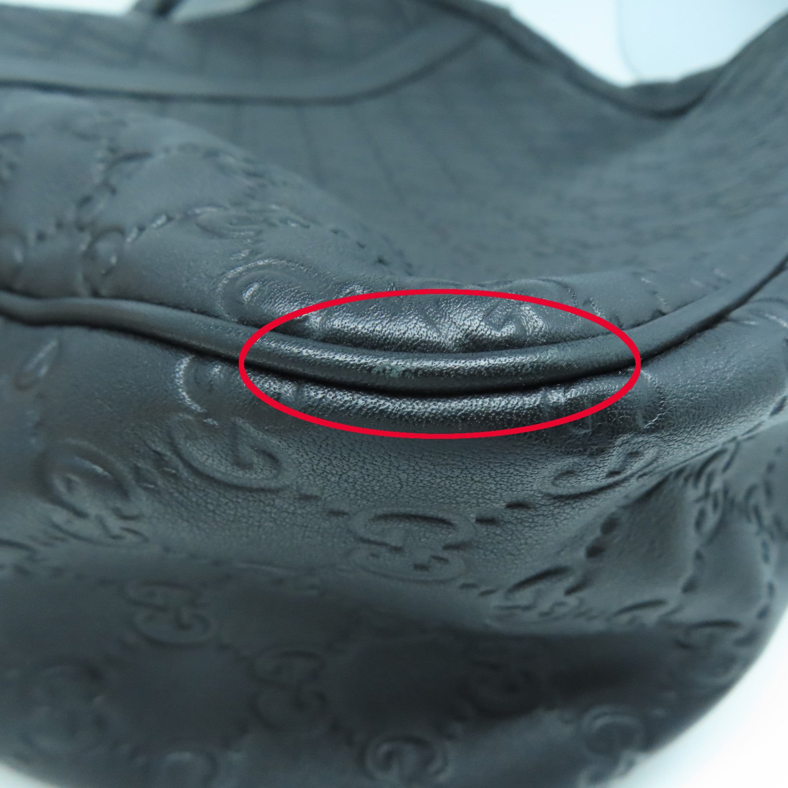 GUCCI 牛皮皮革Shoulder Bag銀扣肩背袋黑色