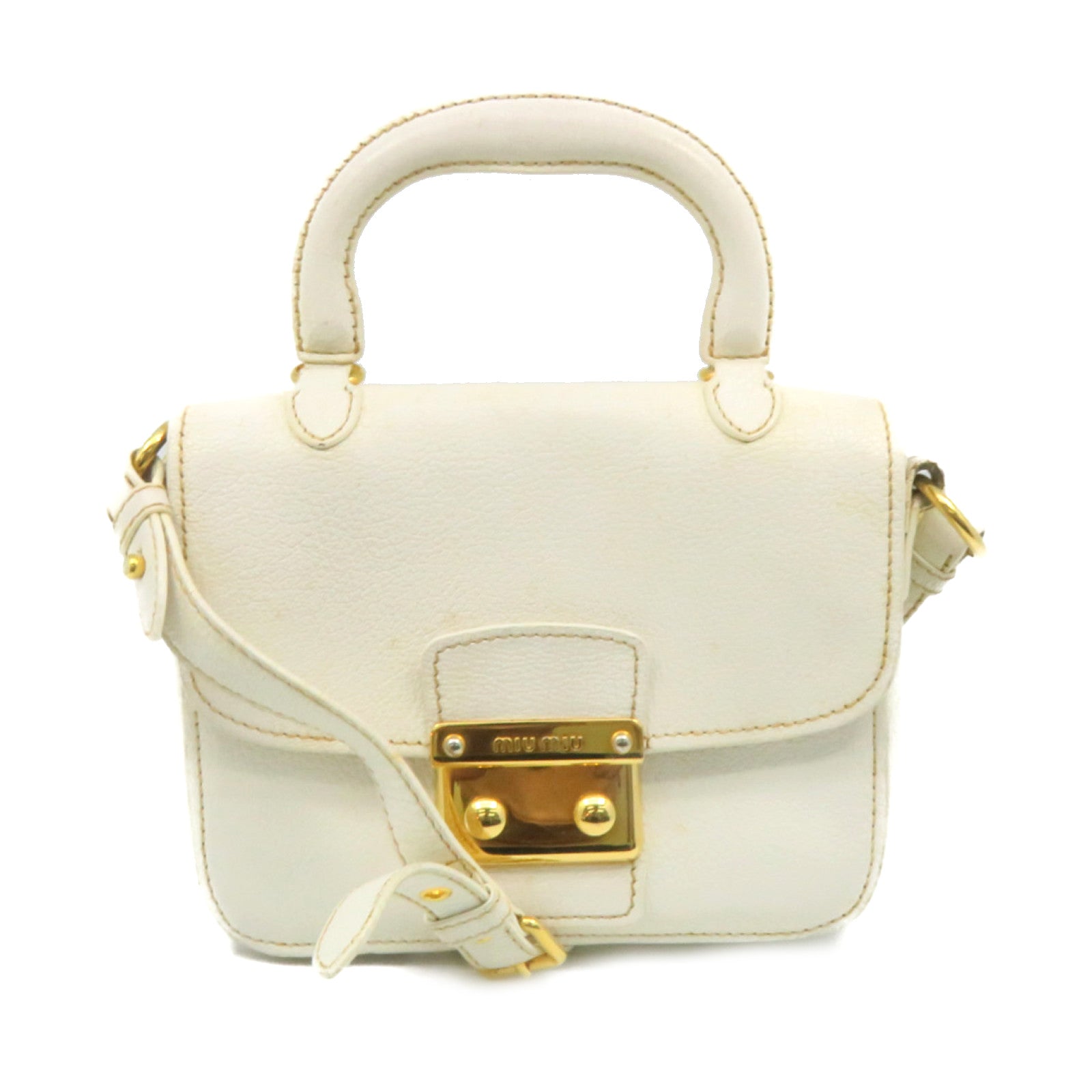 Miu Miu cowhide leather 2Way Shoulder Bag handle shoulder bag off-white