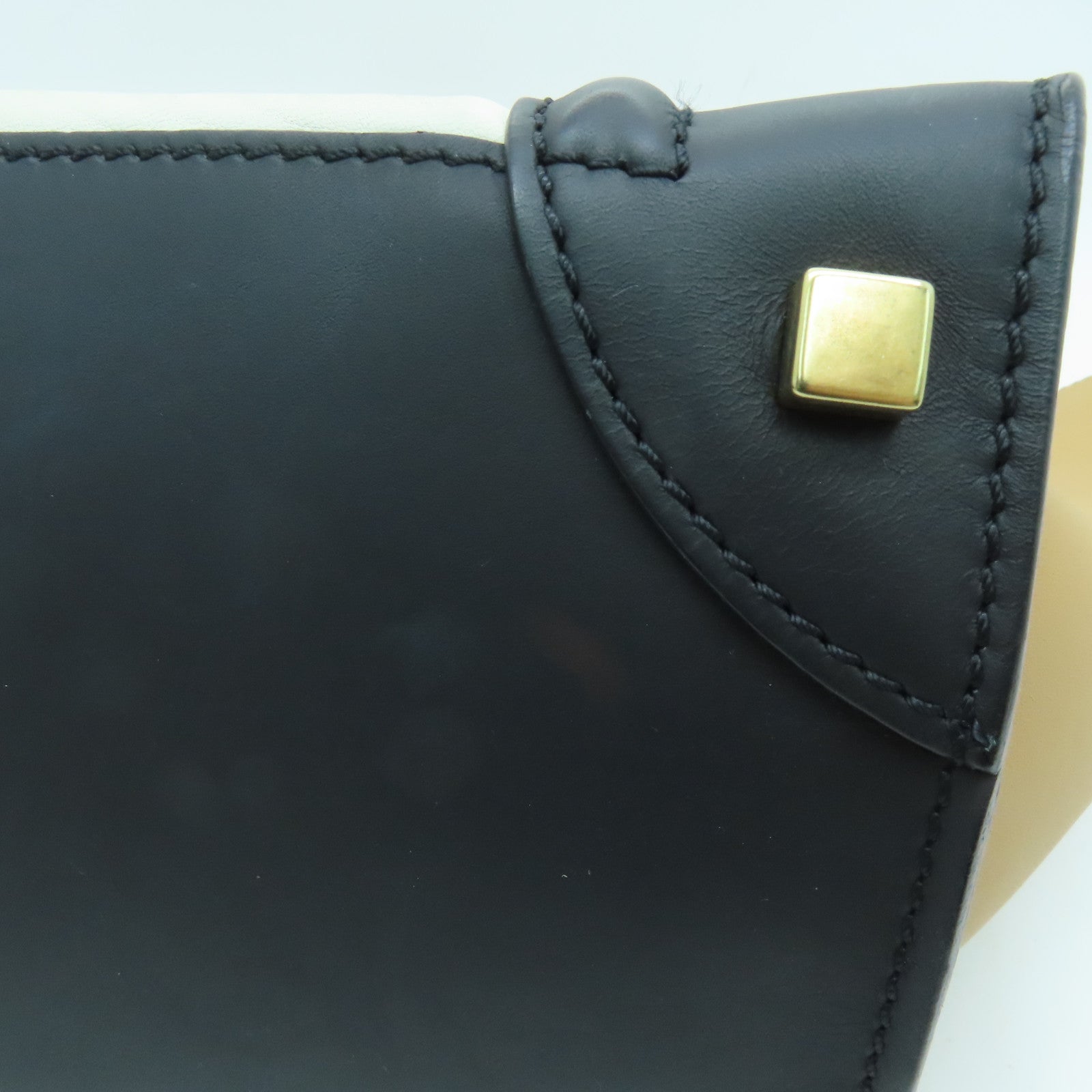 CELINE 牛皮皮革Mini Luggage金扣手挽袋米色/白色/黑色
