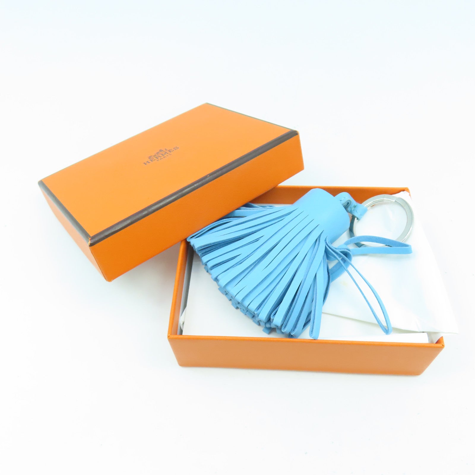 HERMES 【激減優惠】Veau Swift皮革Carmen銀扣掛飾藍色