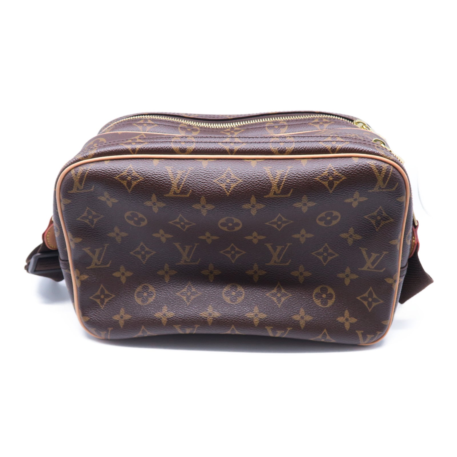 LOUIS VUITTON Monogram Reporter PM金扣肩背袋棕色
