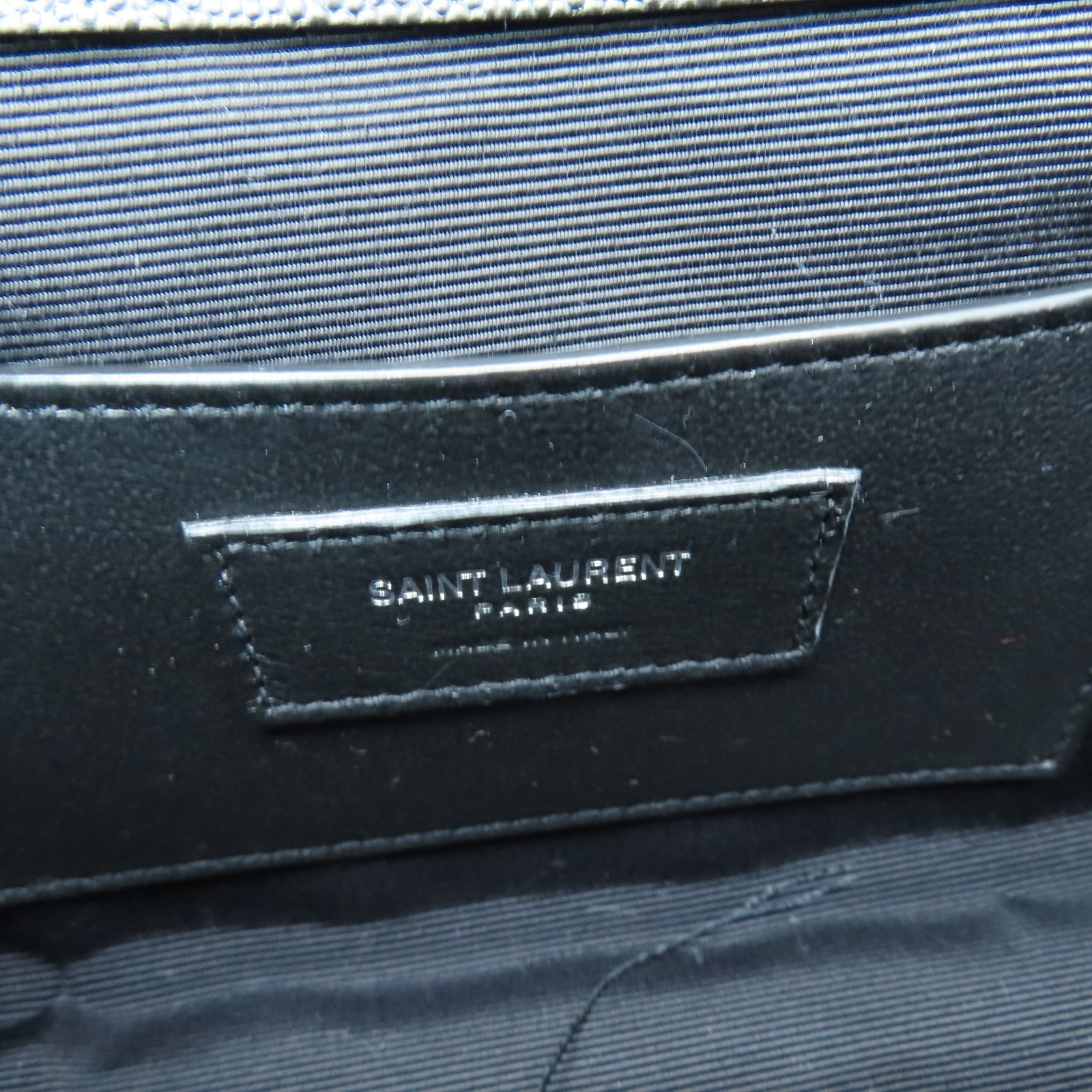 SAINT LAURENT Leather Chain Shoulder Bag Silver Buckle Chain Shoulder Bag Black