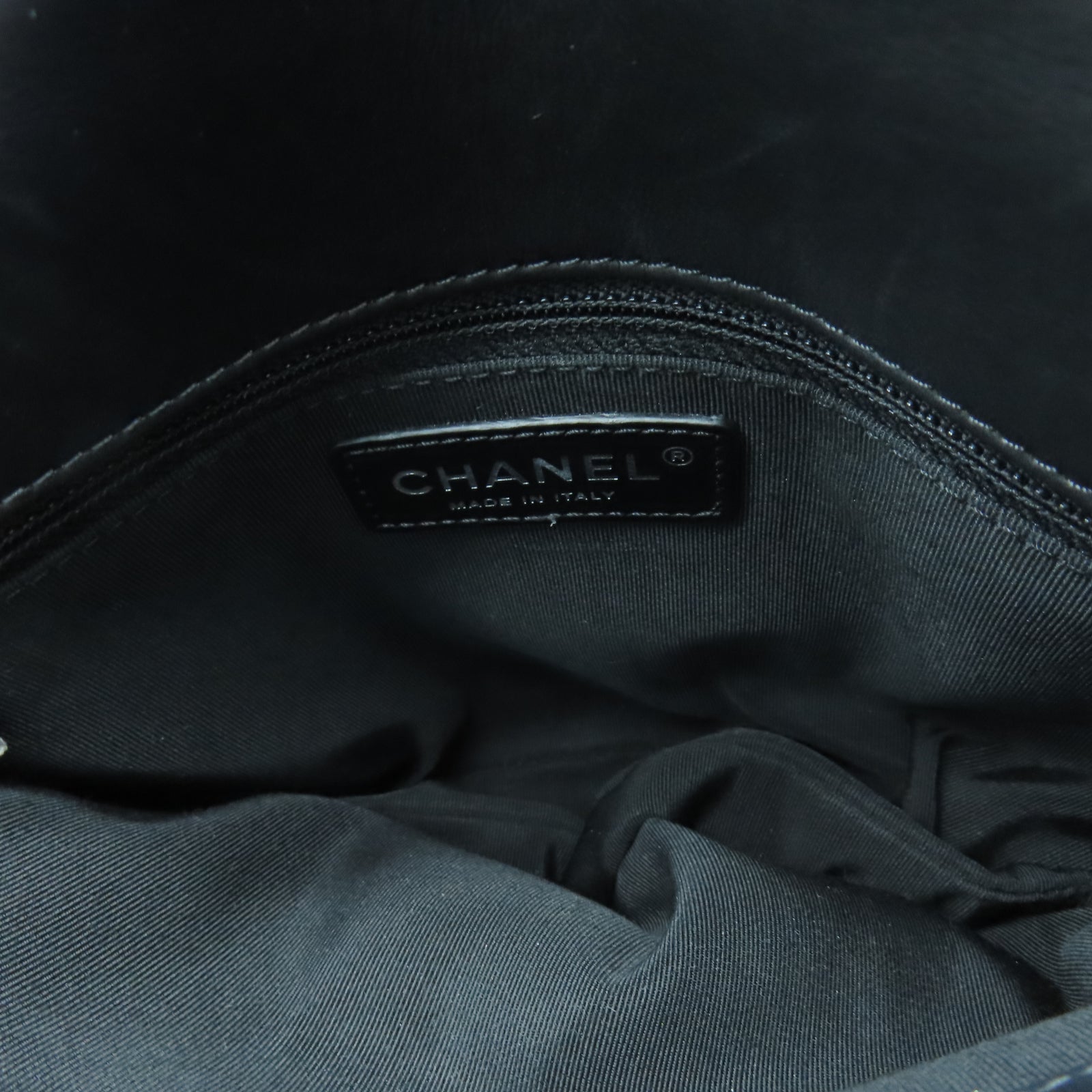 CHANEL twill cowhide leather Chain Shoulder silver buckle chain shoulder bag black