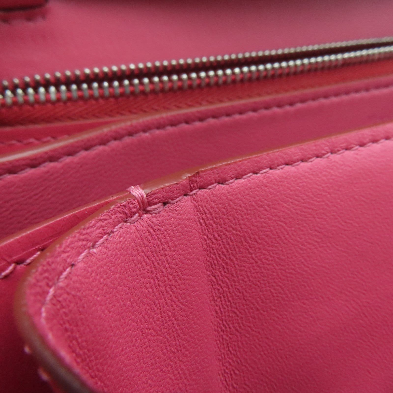 CELINE Cowhide Leather Box Silver Buckle Shoulder Bag Pink