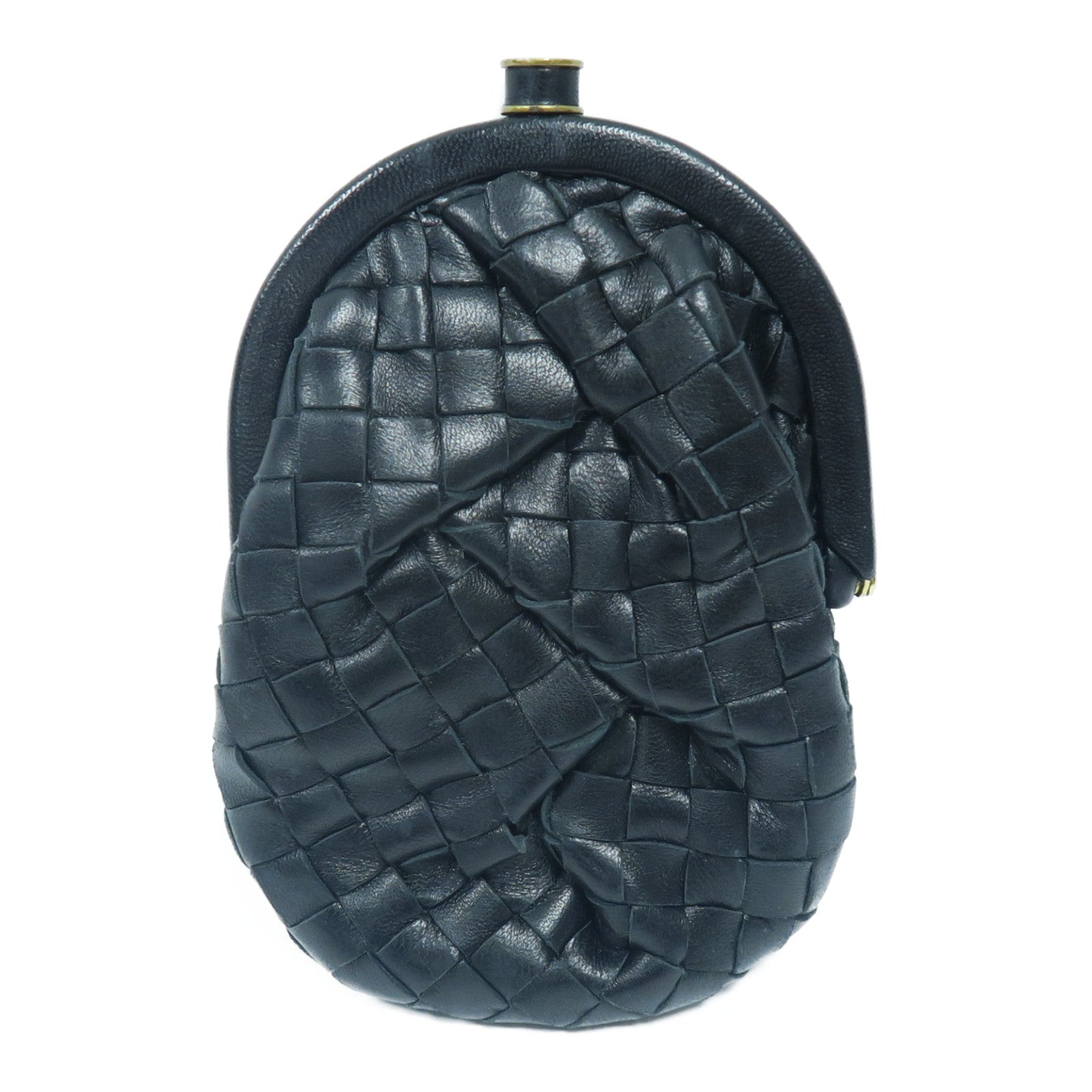 BOTTEGA VENETA 織紋皮革Card Case金扣零錢包黑色
