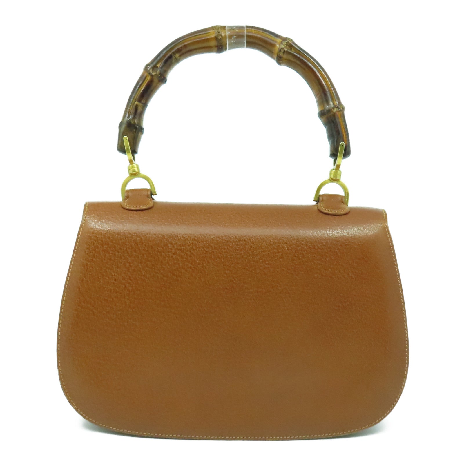 GUCCI 牛皮皮革Handbag金扣手挽袋啡色