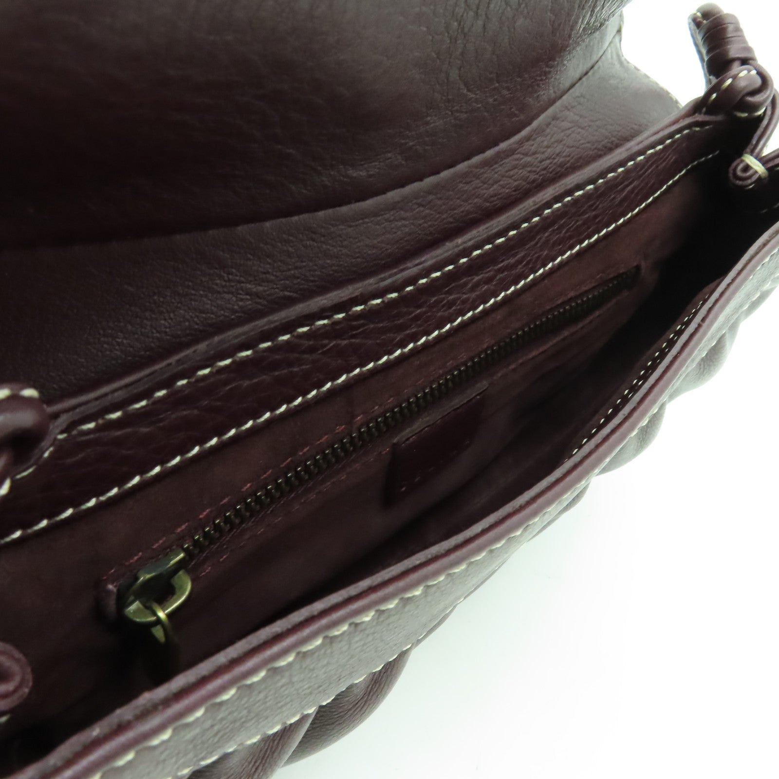 CELINE 牛皮皮革Shoulder Bag金扣肩背袋深紫色