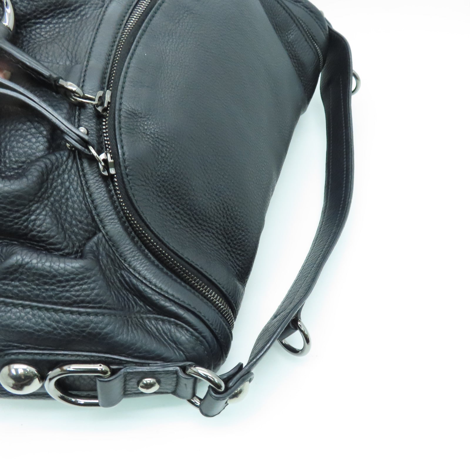 GUCCI 牛皮皮革2way Shoulder Bag银扣手挽肩背两用袋黑色
