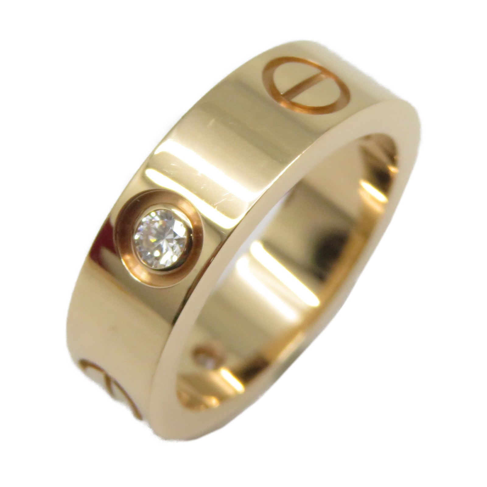 CARTIER 18K玫瑰金Love Ring 3 Diamonds鑽石戒指Cartier#51/US#5.75粉金色