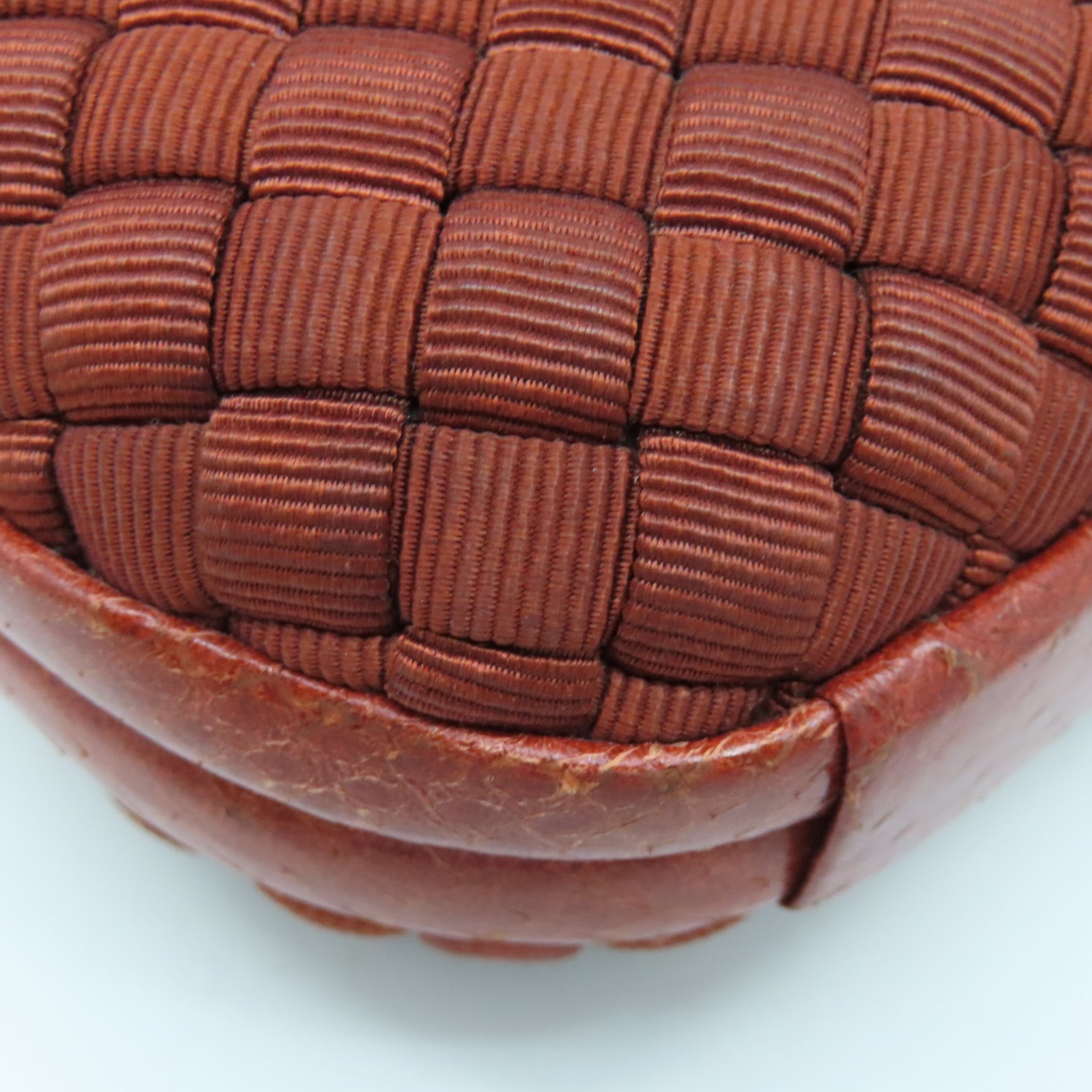 Bottega Veneta Satin Intrecciato Clutch Red