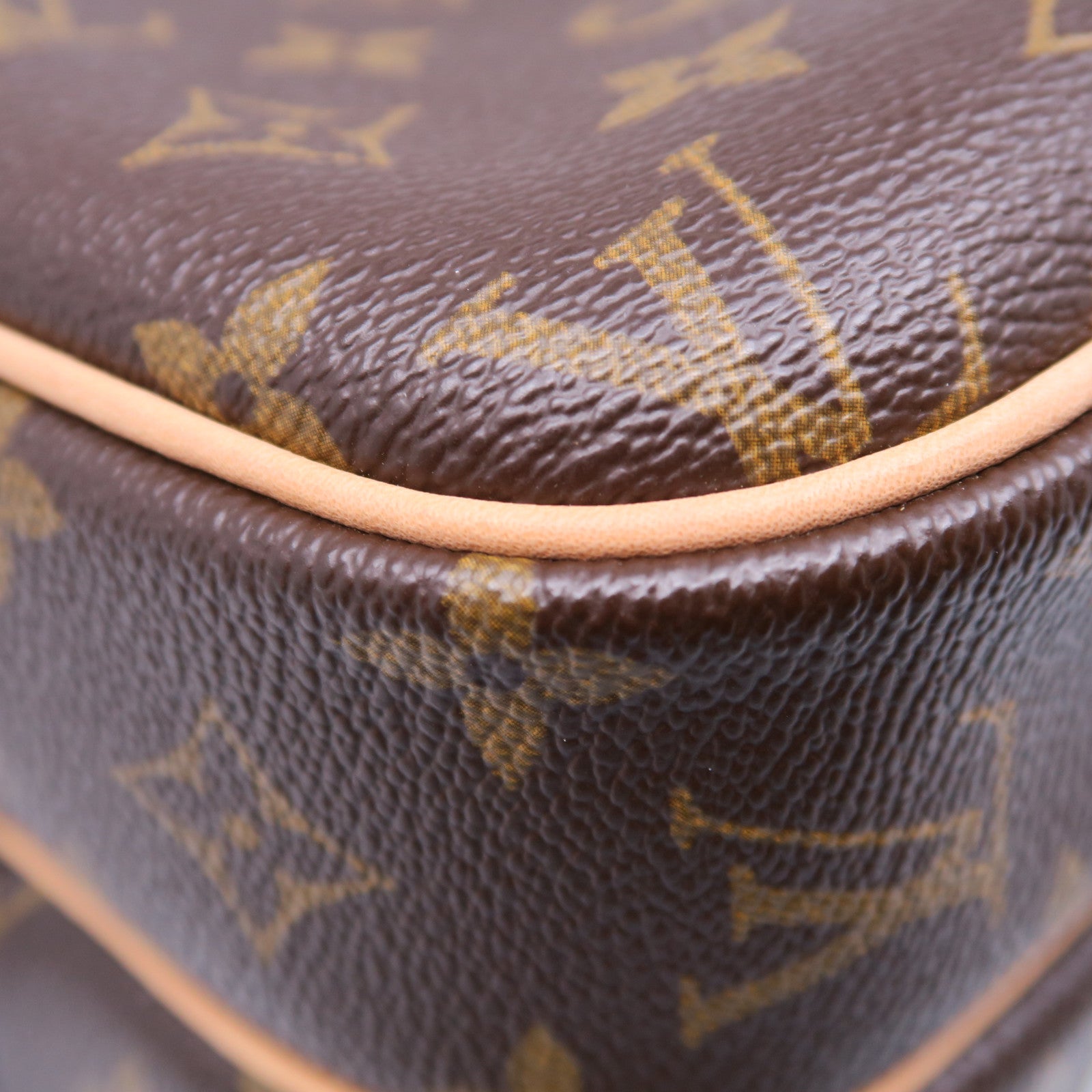 LOUIS VUITTON Monogram Reporter PM金扣肩背袋棕色