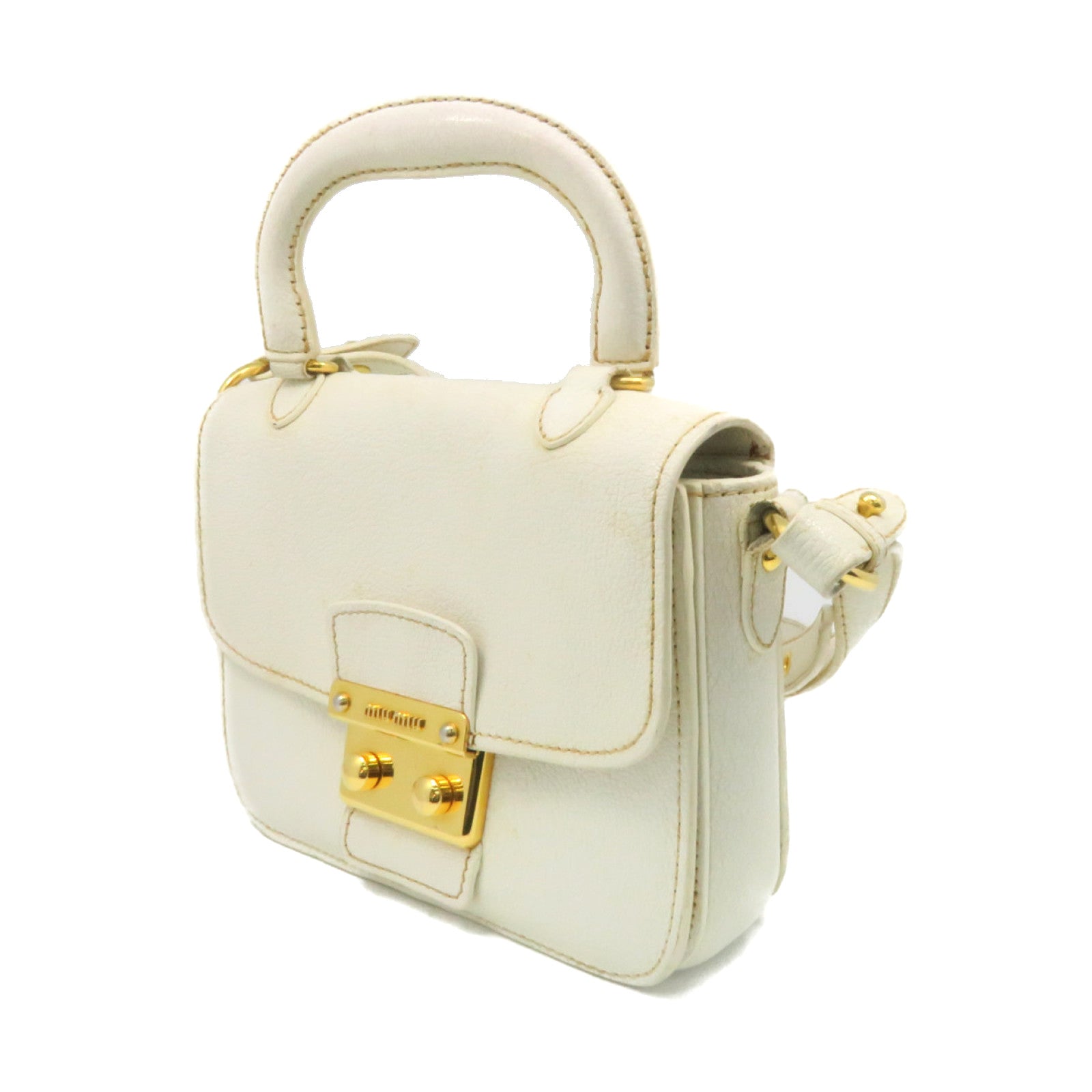 Miu Miu cowhide leather 2Way Shoulder Bag handle shoulder bag off-white