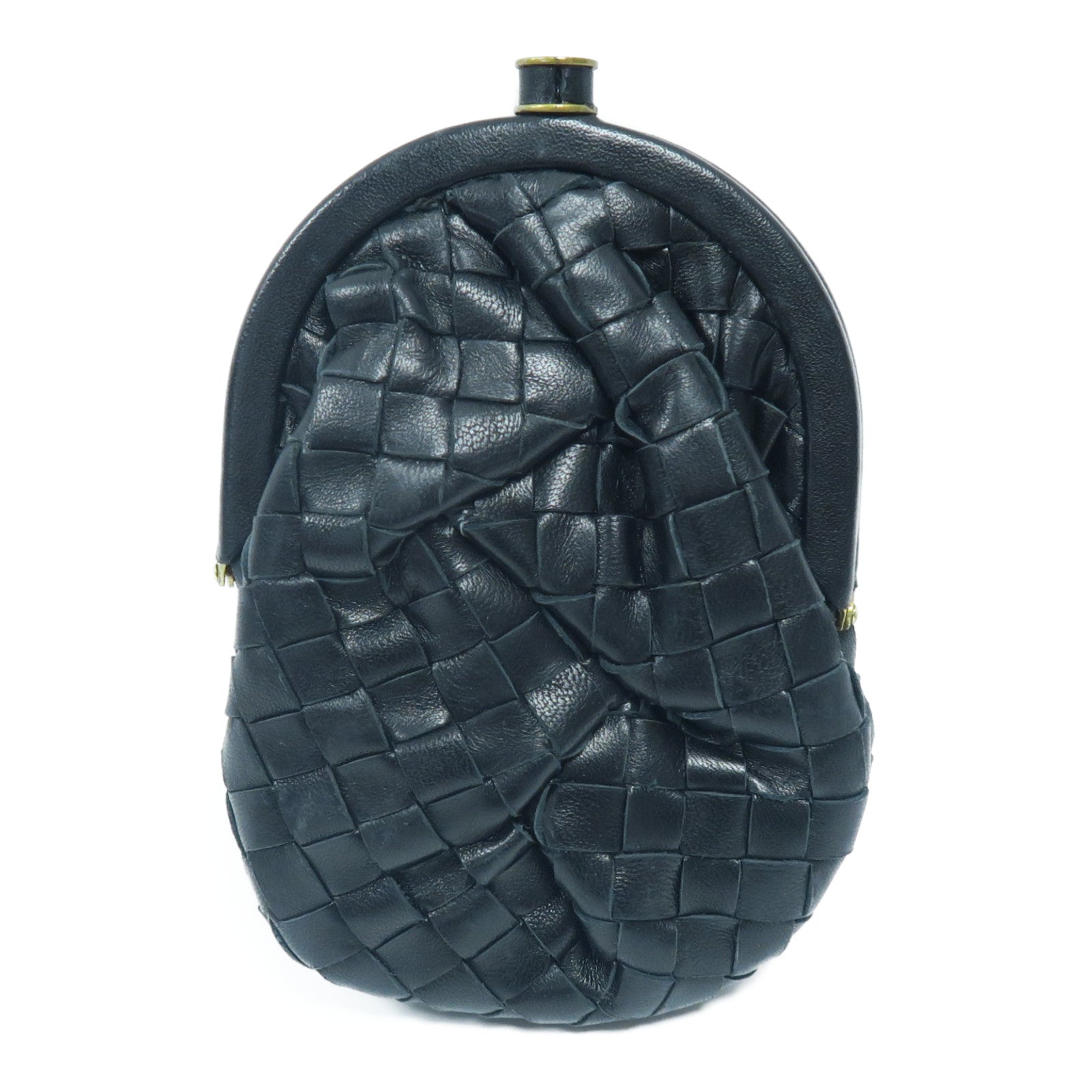 BOTTEGA VENETA 織紋皮革Card Case金扣零錢包黑色