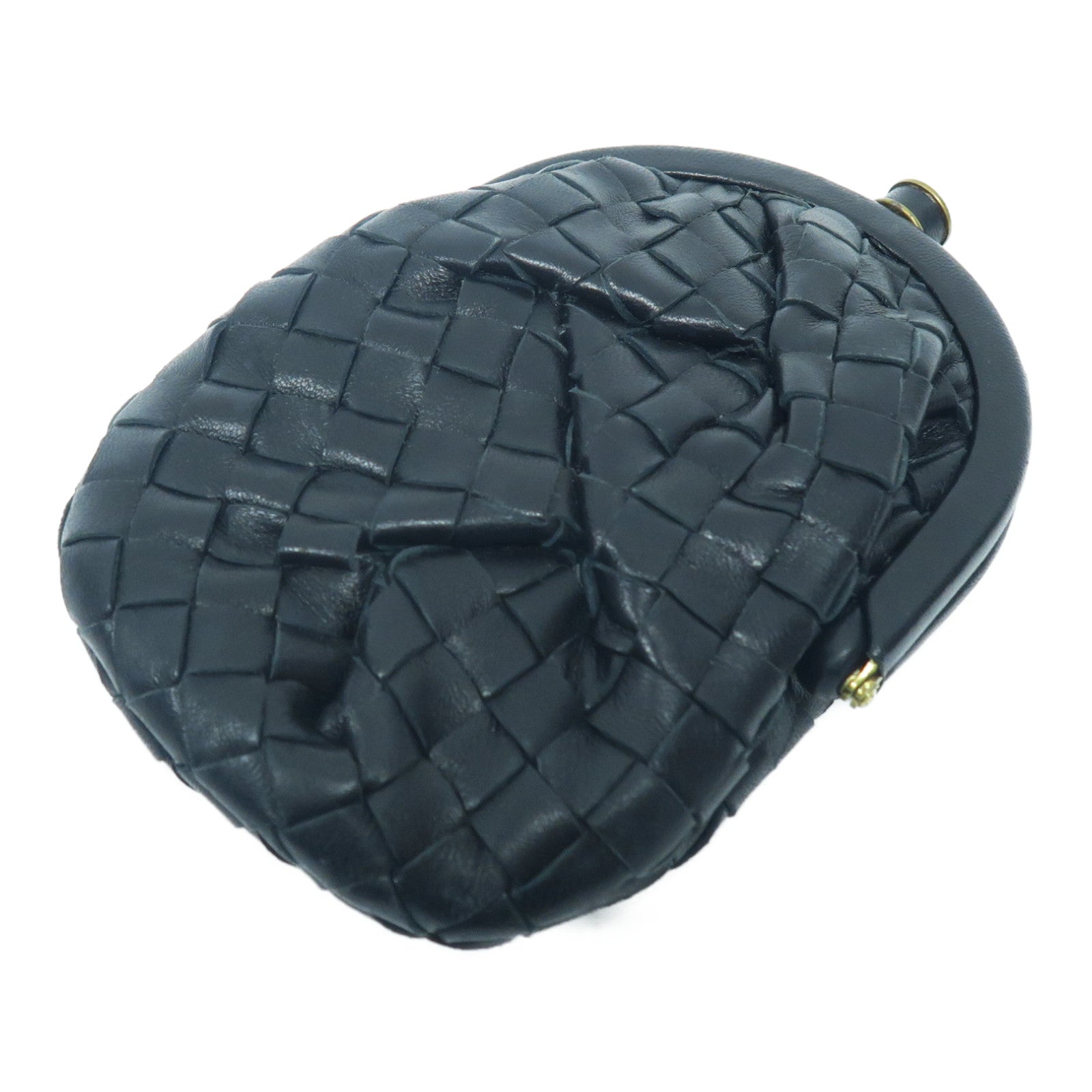 BOTTEGA VENETA 織紋皮革Card Case金扣零錢包黑色