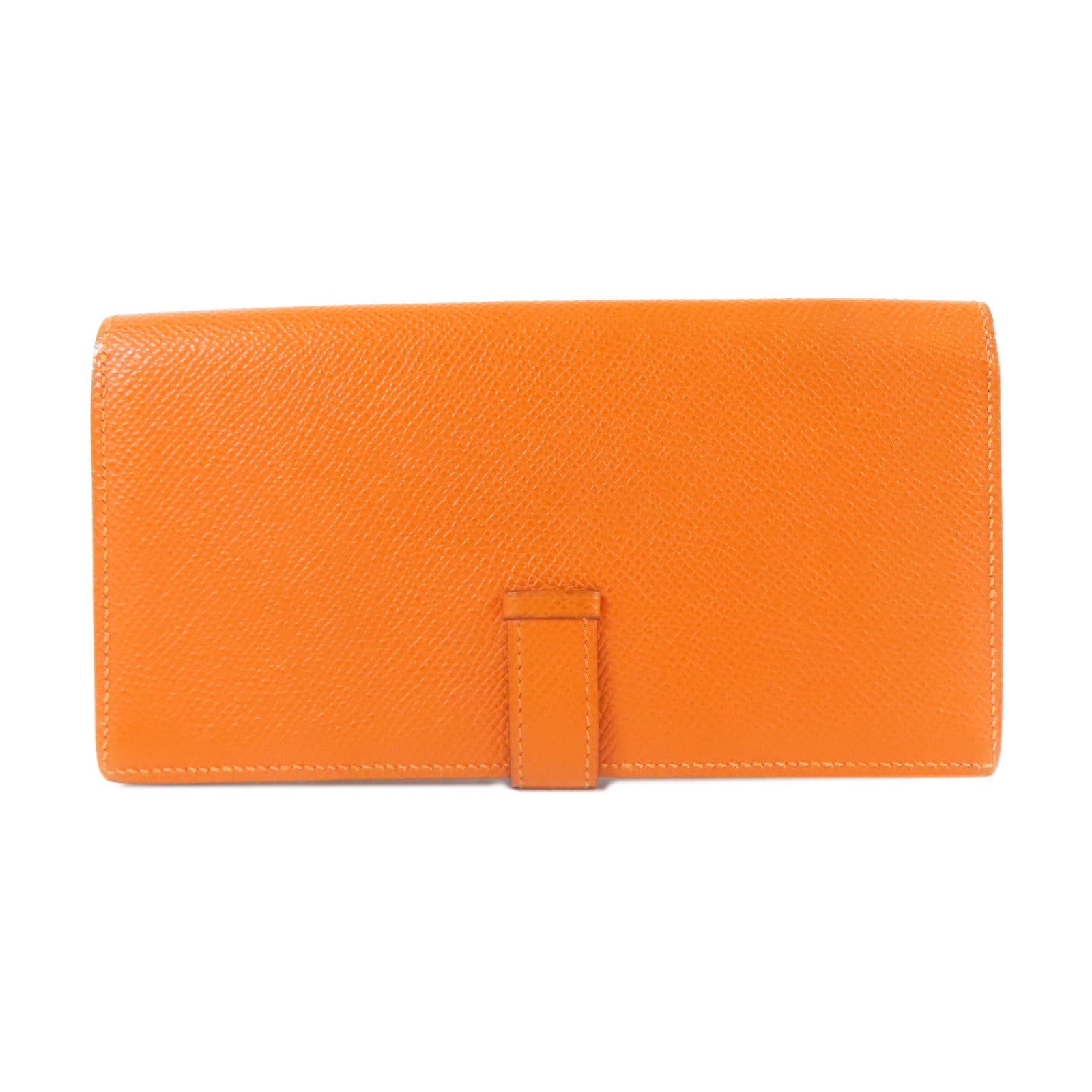 HERMES Veau Epsom皮革Bearn Long Wallet銀扣長錢包橙色
