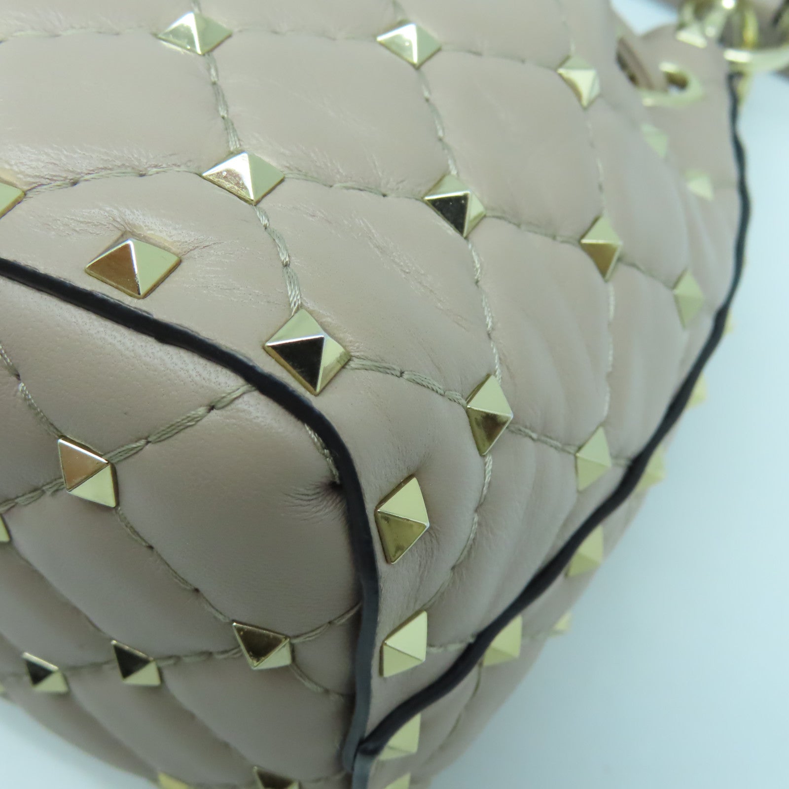 Valentino 菱格牛皮皮革2 Way Shoulder Bag金扣手挽肩背兩用袋粉紅色