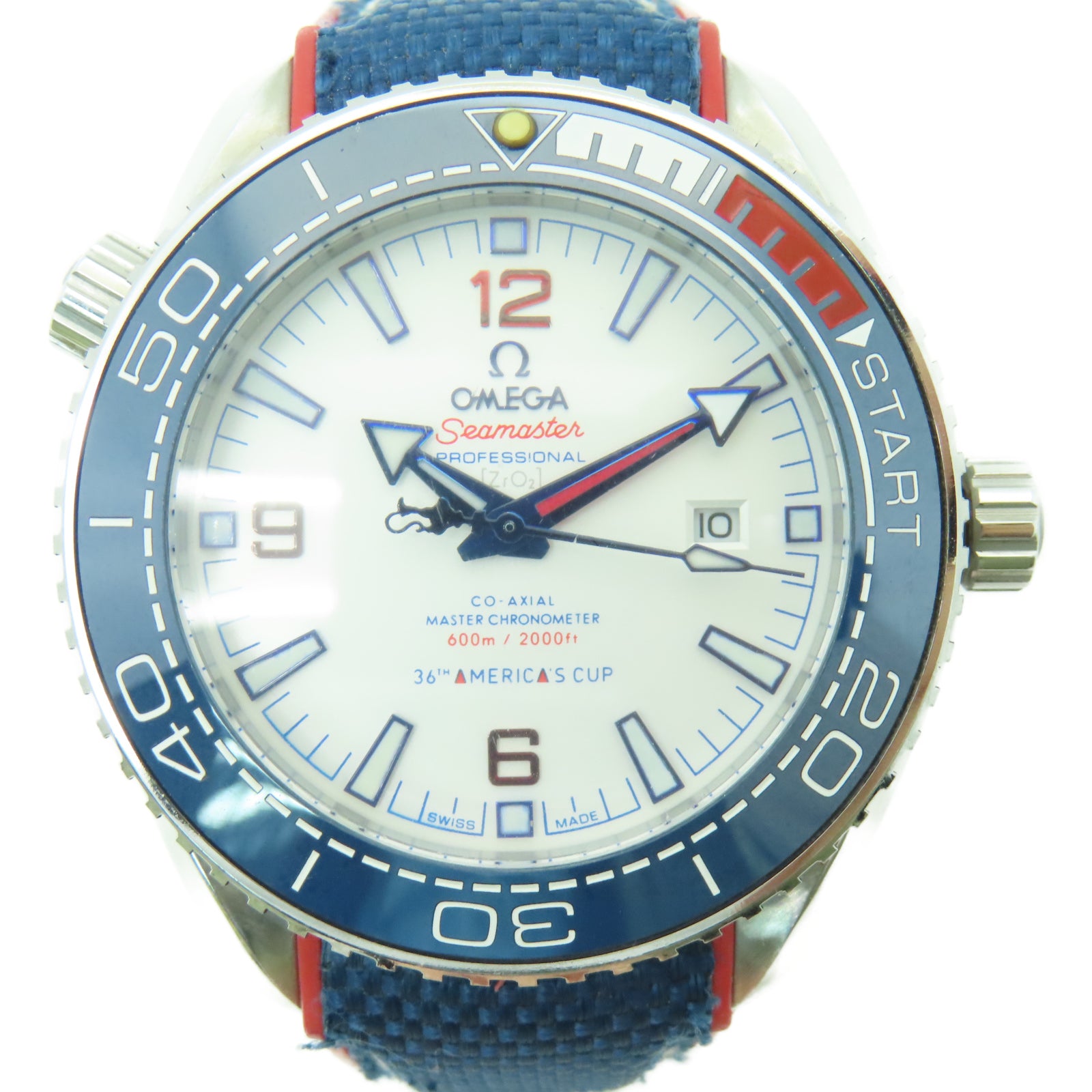 OMEGA Seamaster Planet Ocean 600M America's Cup Watch不鏽鋼/橡膠手錶自動機芯白色