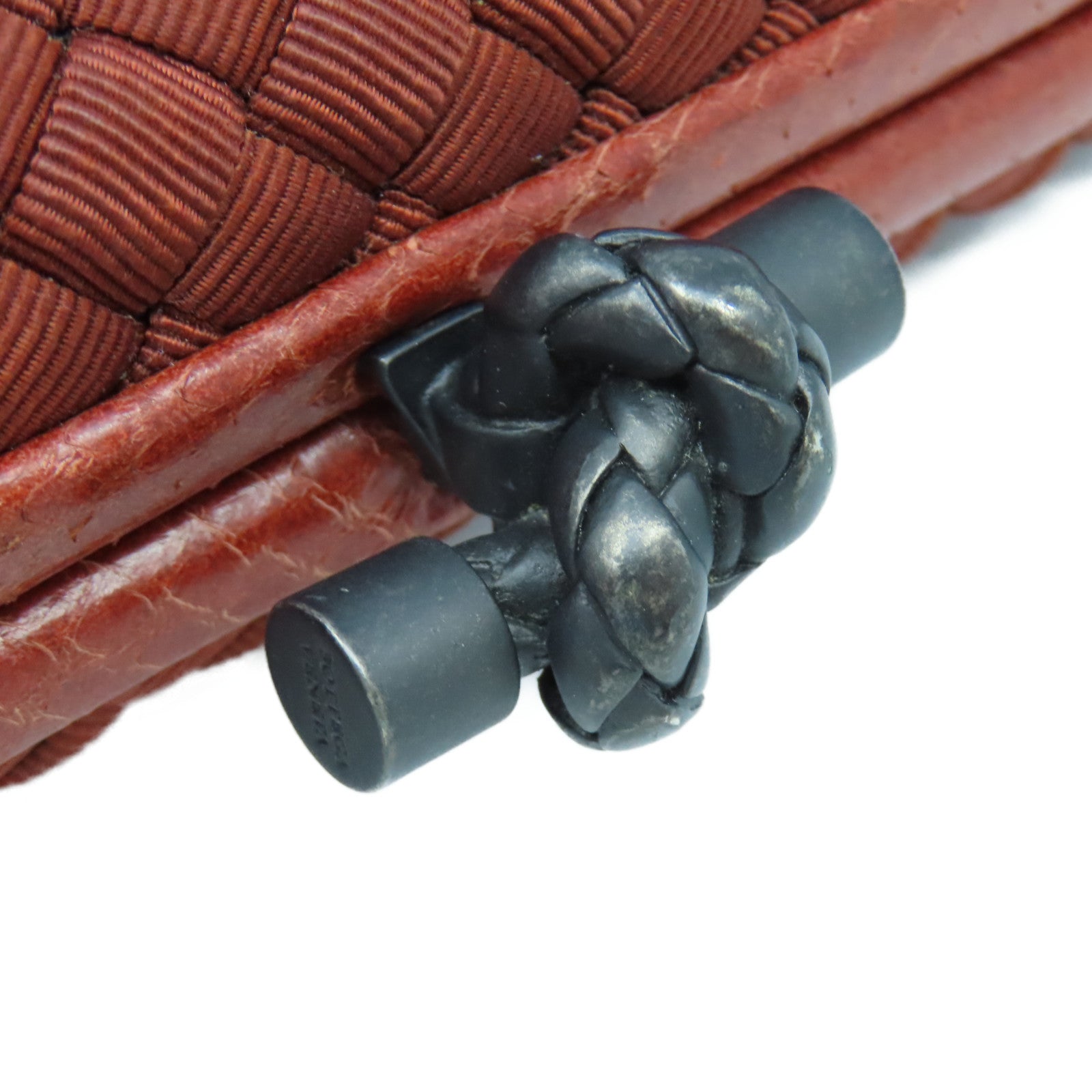 Bottega Veneta Satin Intrecciato Clutch Red