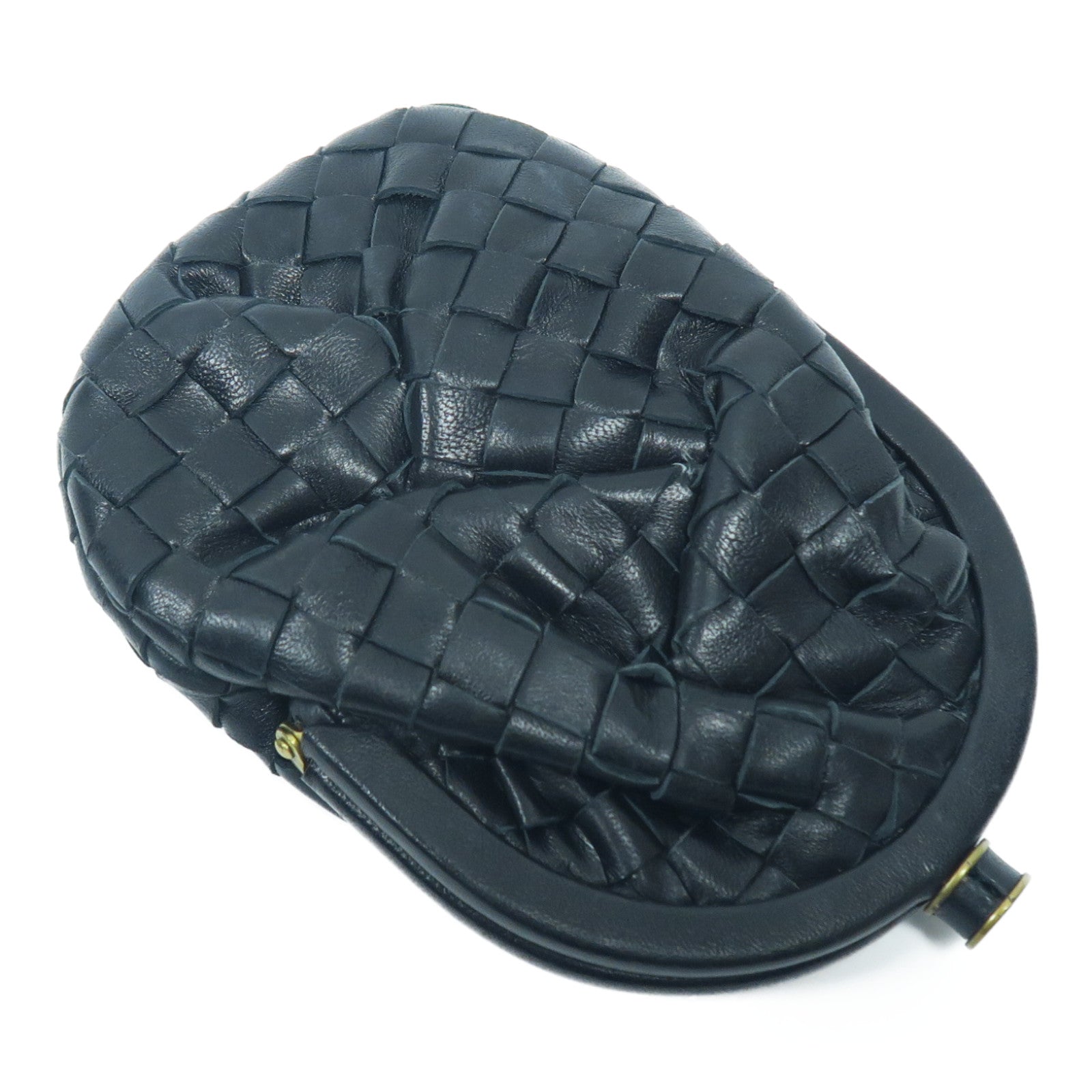 BOTTEGA VENETA 織紋皮革Card Case金扣零錢包黑色