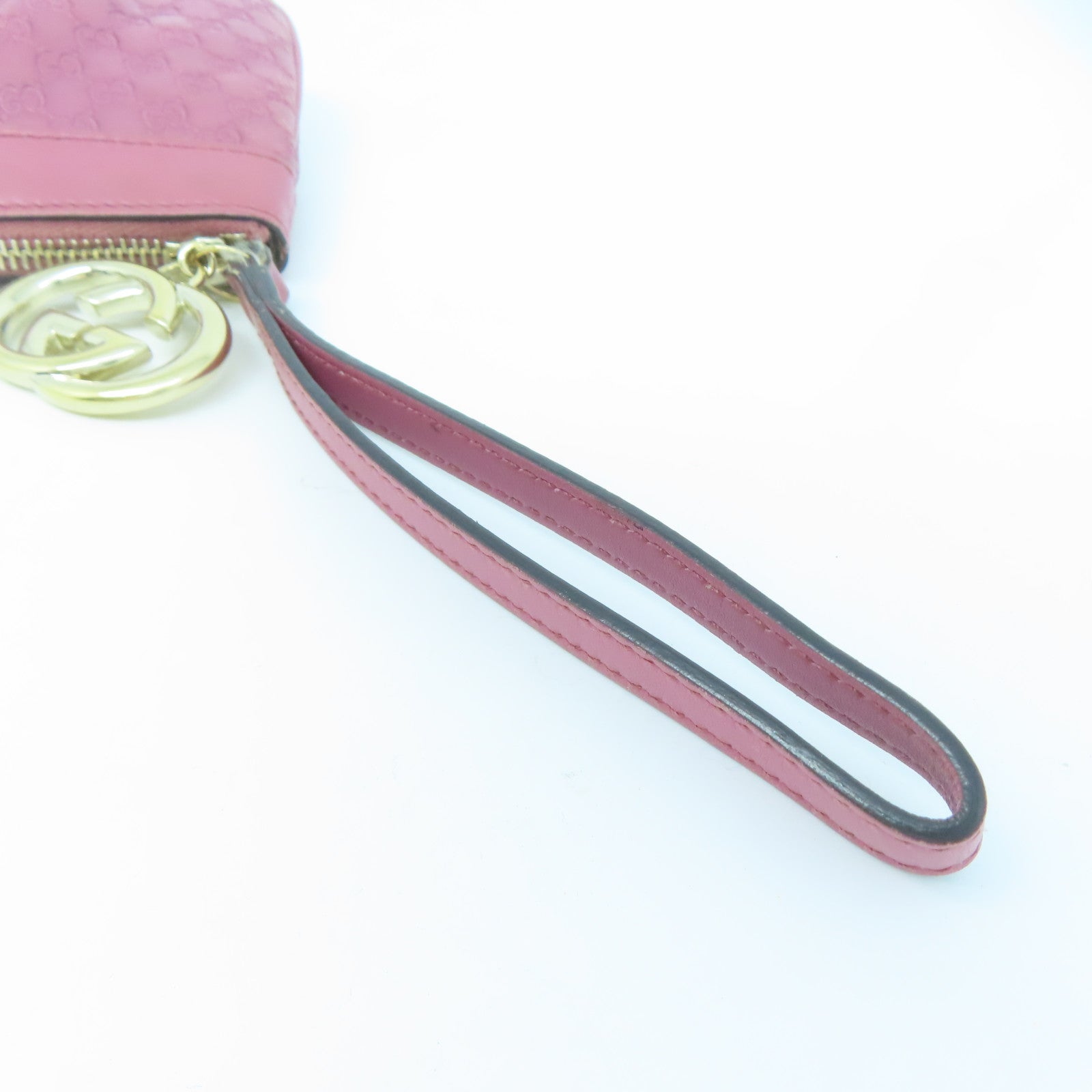 GUCCI 牛皮皮革Pouch金扣手拿包粉紅色