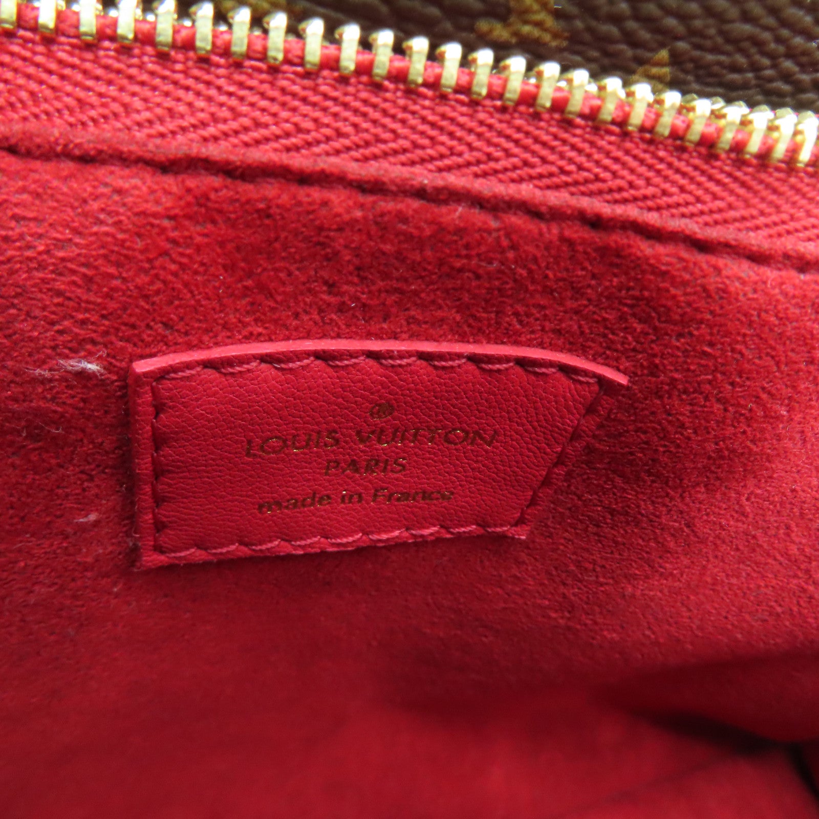 LOUIS VUITTON Monogram/Craft Leather Double V Satchel Gold Buckle Handle Shoulder Bag Red/Brown