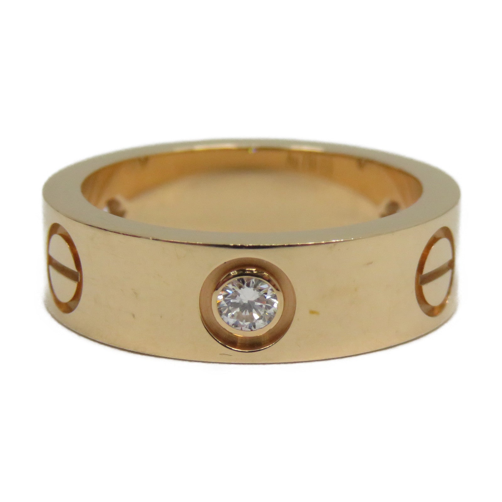 CARTIER 18K玫瑰金Love Ring 3 Diamonds鑽石戒指Cartier#51/US#5.75粉金色