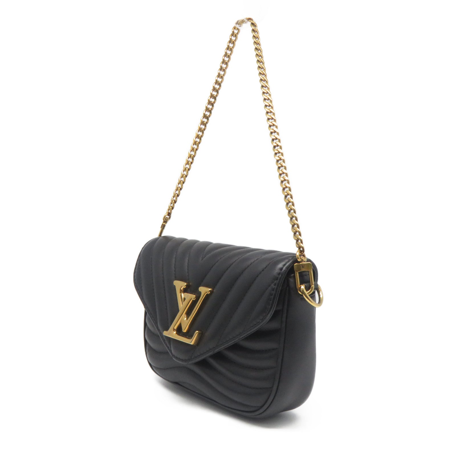 LOUIS VUITTON 斜紋牛皮皮革New Wave Multi Pochette金扣手挽肩背兩用袋黑色