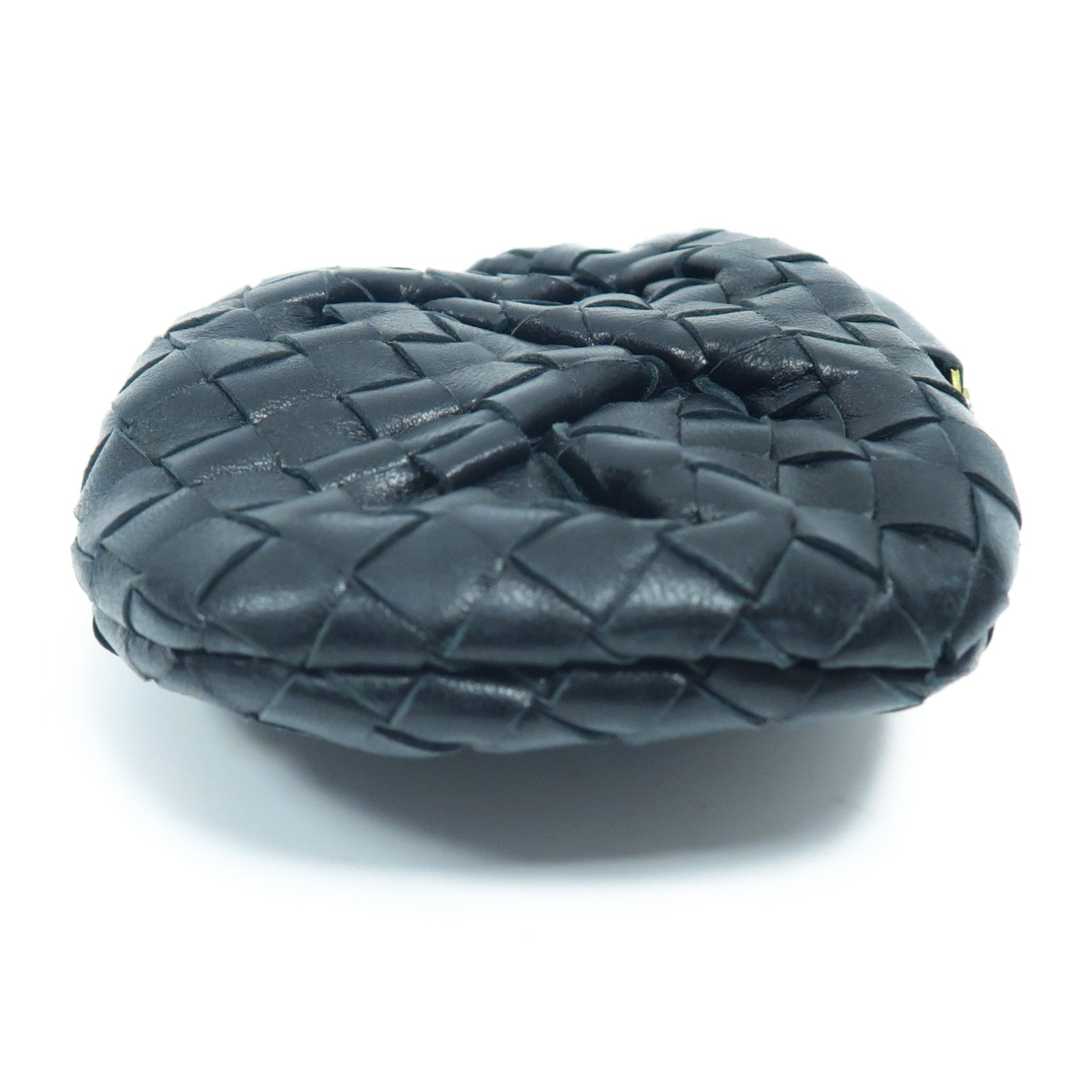 BOTTEGA VENETA 織紋皮革Card Case金扣零錢包黑色