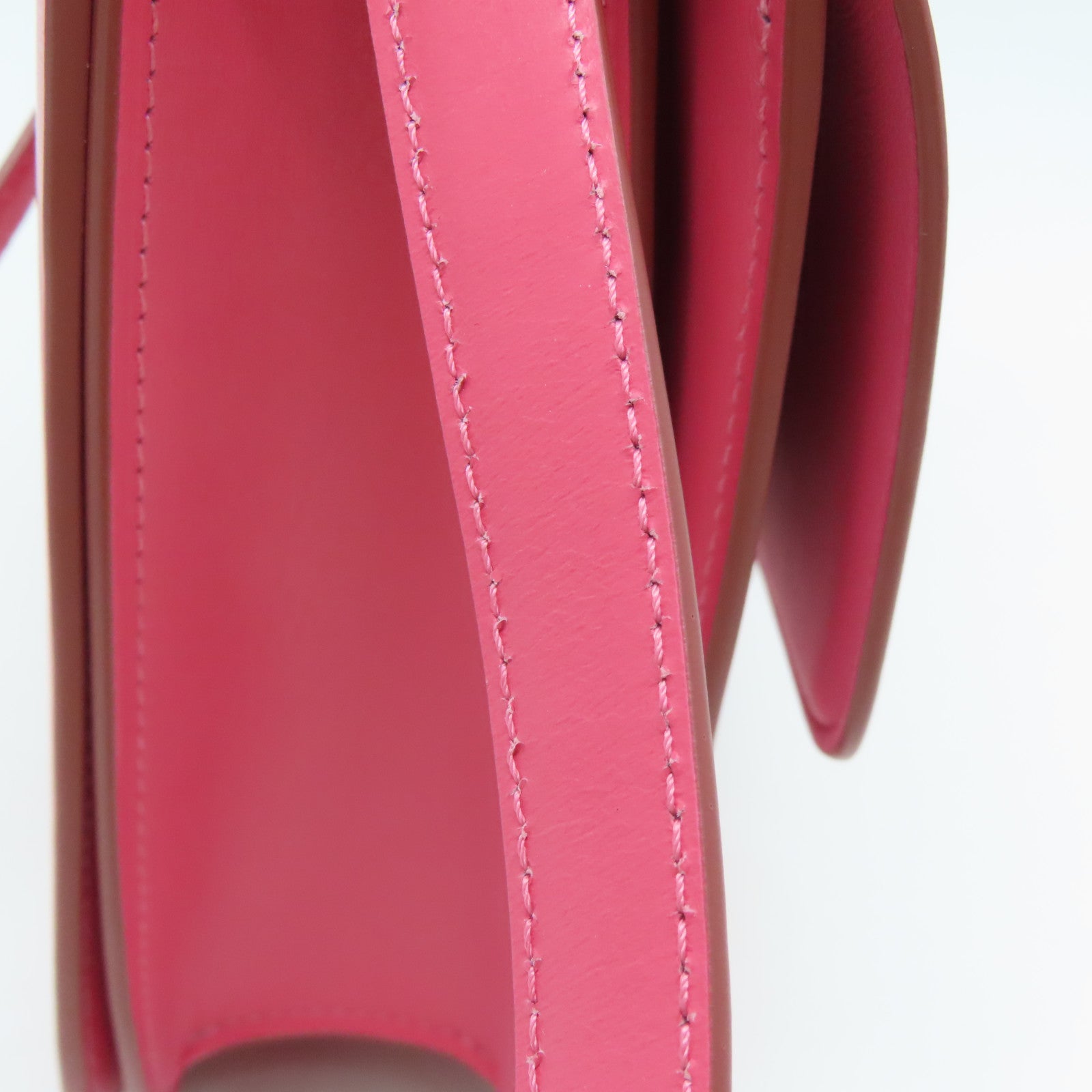 CELINE Cowhide Leather Box Silver Buckle Shoulder Bag Pink