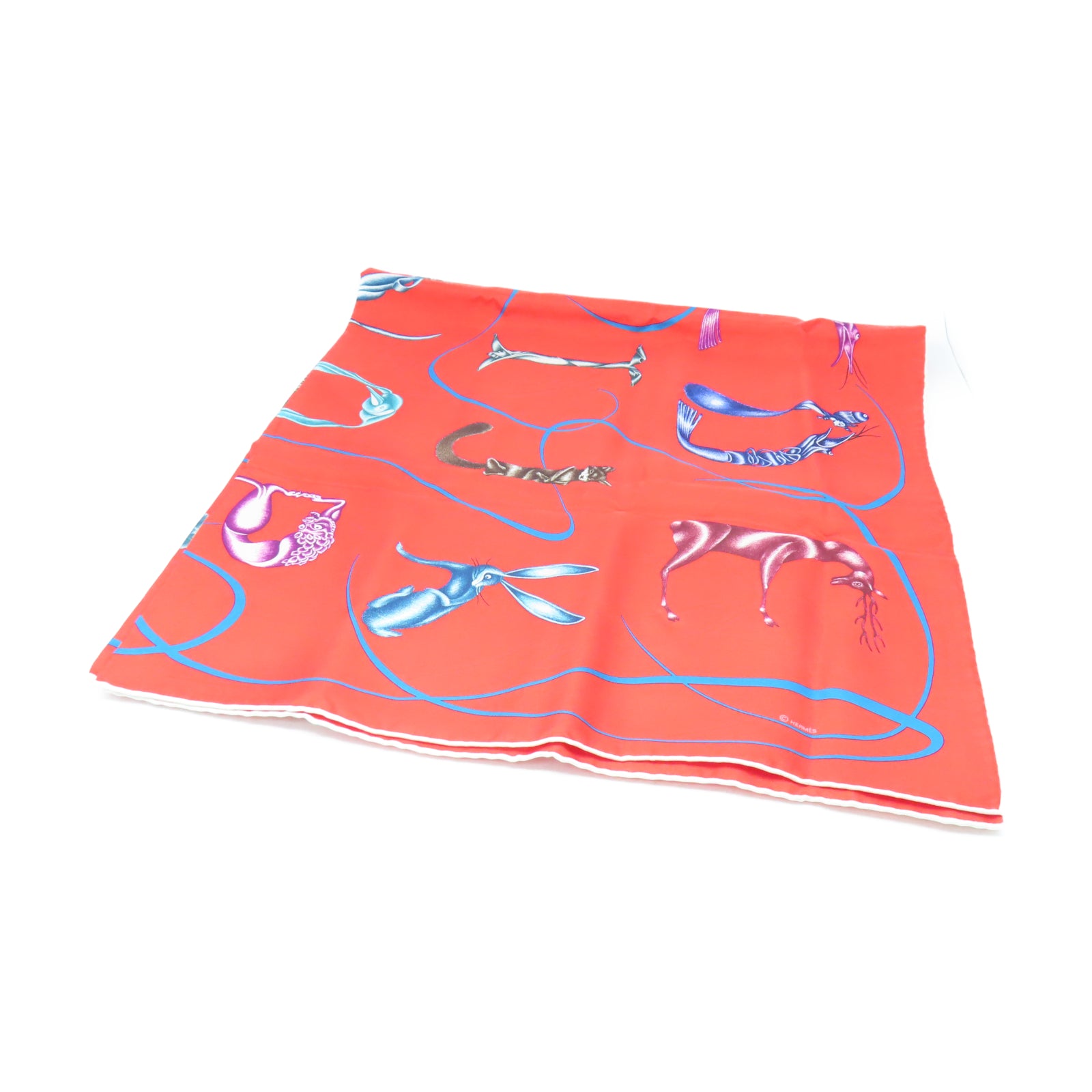 HERMES 絲質Scarf 90X90絲巾紅色