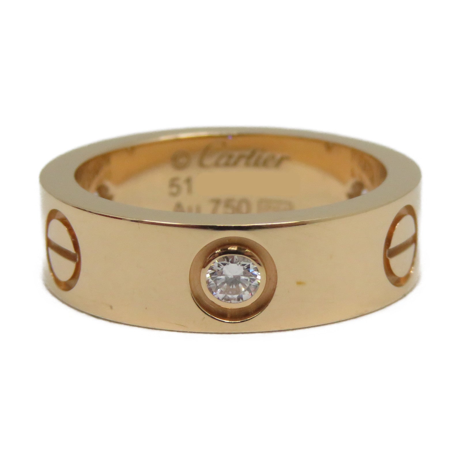 CARTIER 18K玫瑰金Love Ring 3 Diamonds鑽石戒指Cartier#51/US#5.75粉金色